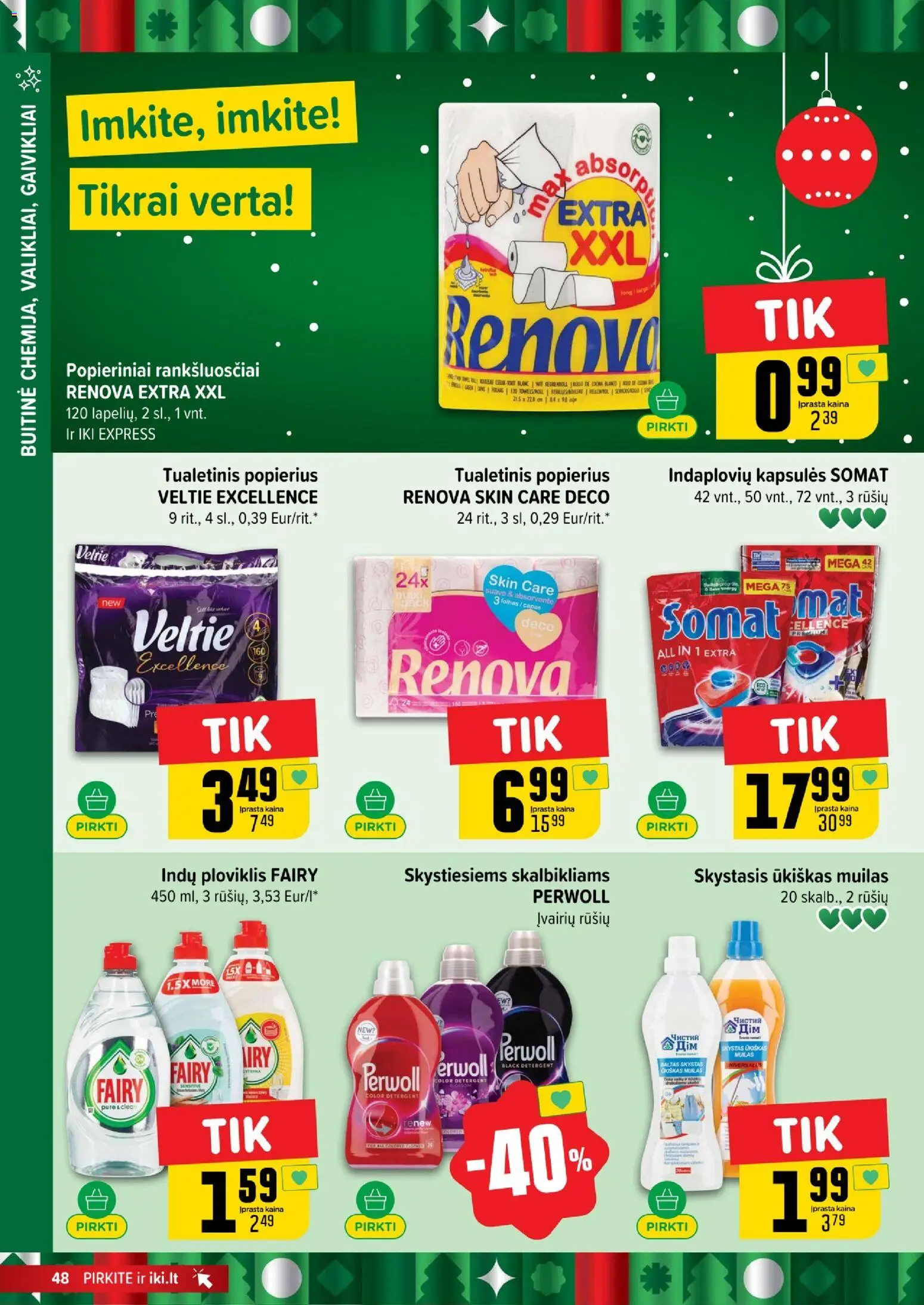 IKI akcijos nuo 29.12.2025 | Puslapis: 48 | Prekių: Muilas, Ploviklis, Tualetinis popierius