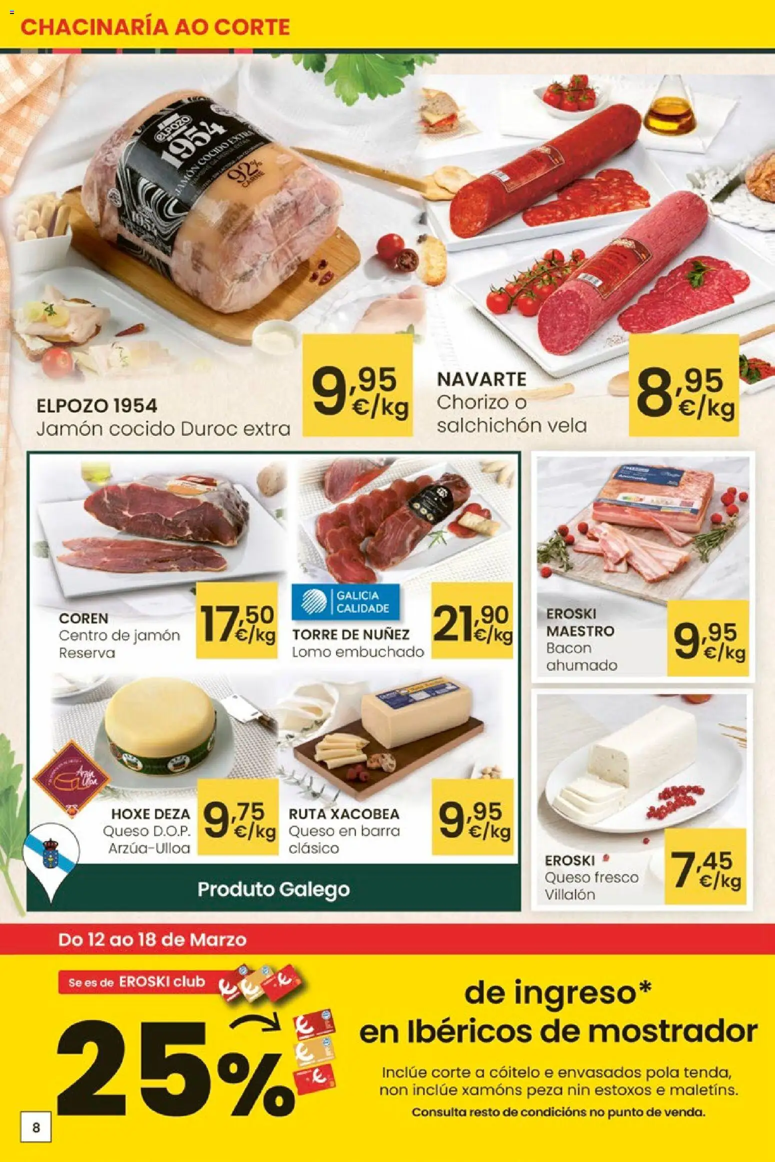 Eroski - Oferta │ válido desde el 12.03.2026 | Página: 8 | Productos: Queso, Jamón, Jamón cocido, Queso fresco