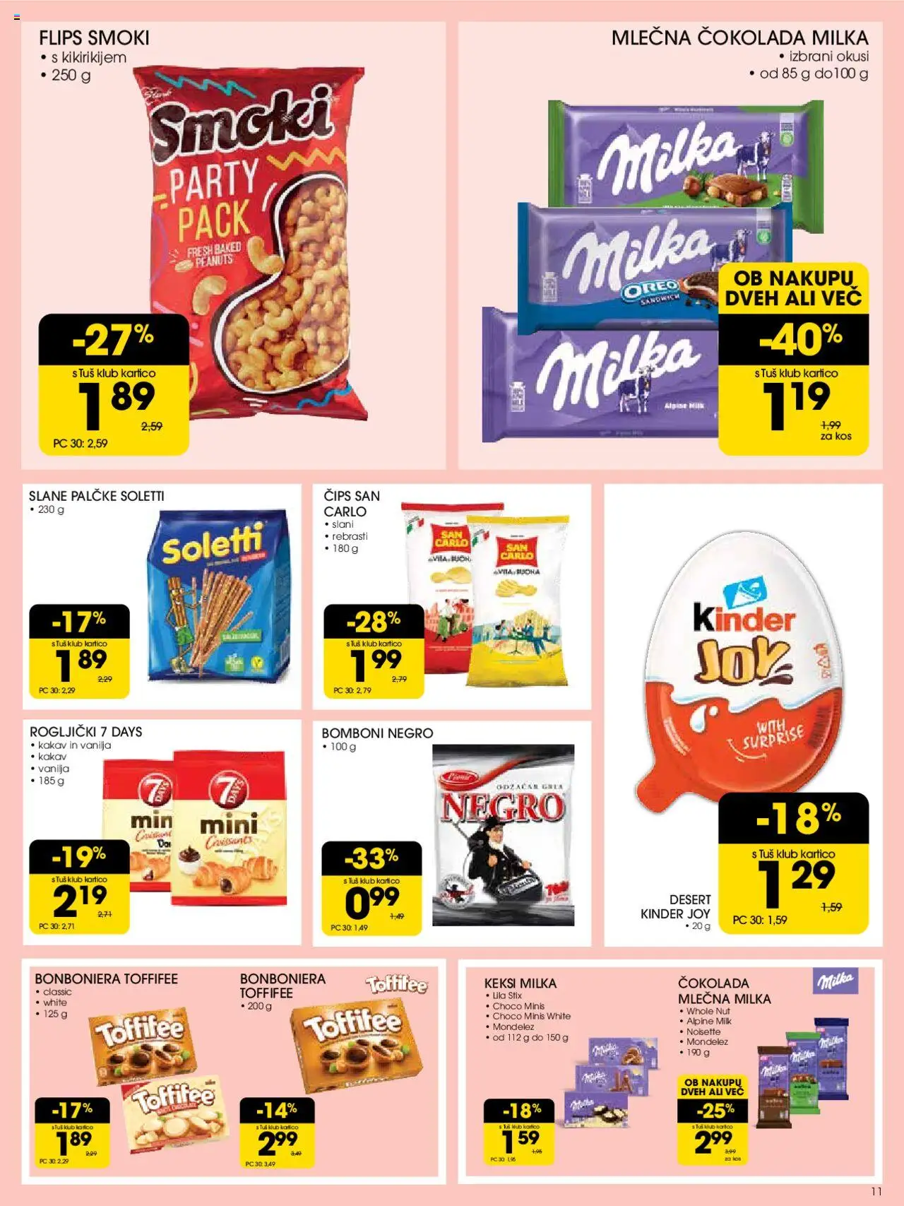 Novi Tuš katalog ponudbe – veljaven od 10.09.2025 | Stran: 11 | Izdelki: Rogljički, Kakav, Cokolada, Cips