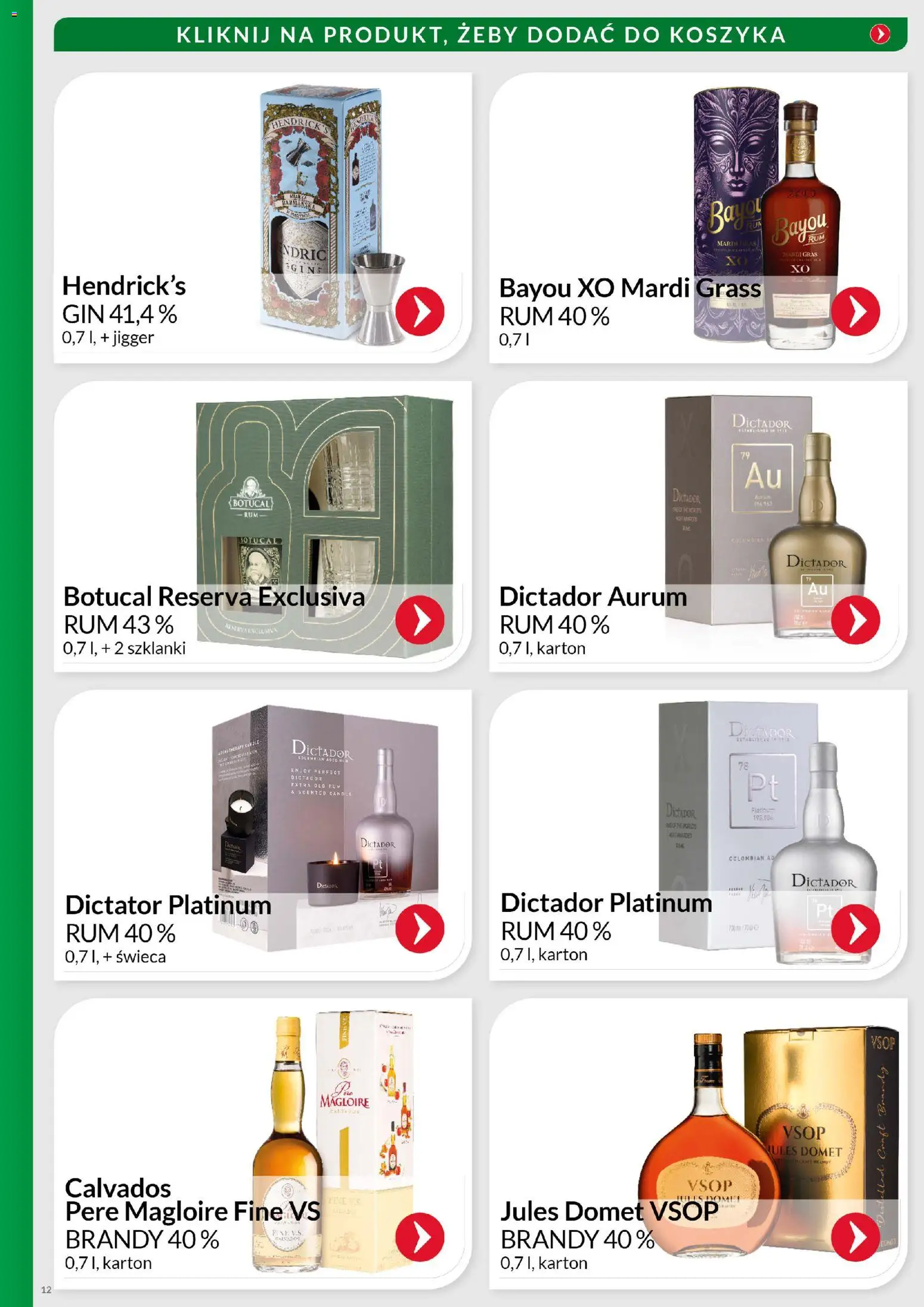 Eurocash Gazetka - Świąteczny Katalog Alkoholi od 01.12.2025 | Strona: 12 | Produkty: Calvados, Rum, Gin, Szklanki