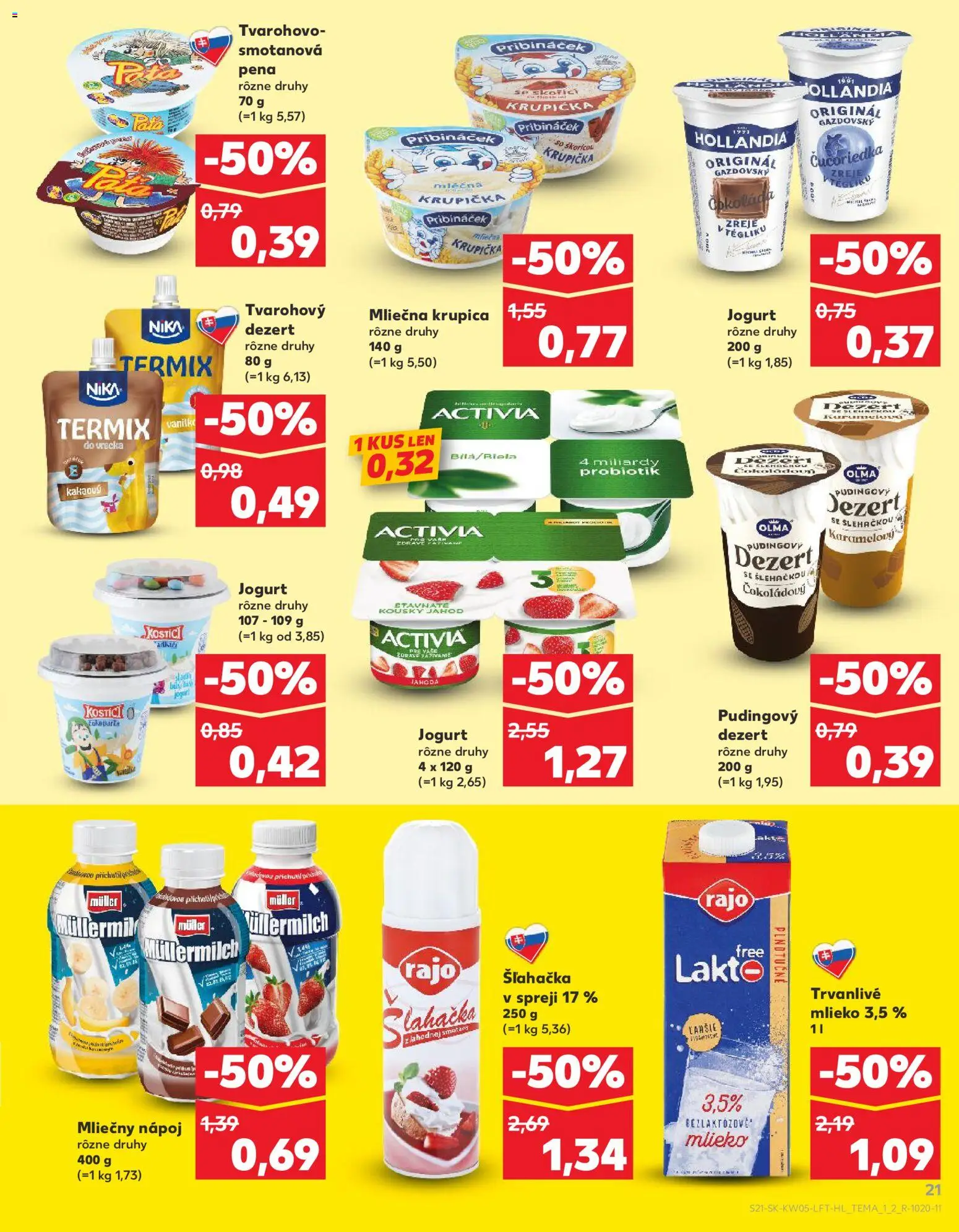 Nové Kaufland akcie – leták je platný od 29.01.2026 | Strana: 21 | Produkty: Mlieko, Jogurt, Trvanlivé mlieko, Šľahačka