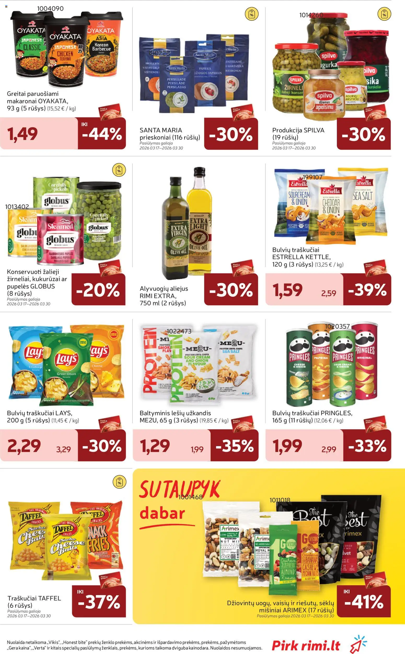 Rimi akcijos nuo 24.03.2026 | Puslapis: 29 | Prekių: Kukurūzai, Pupelės, Aliejus, Traškučiai