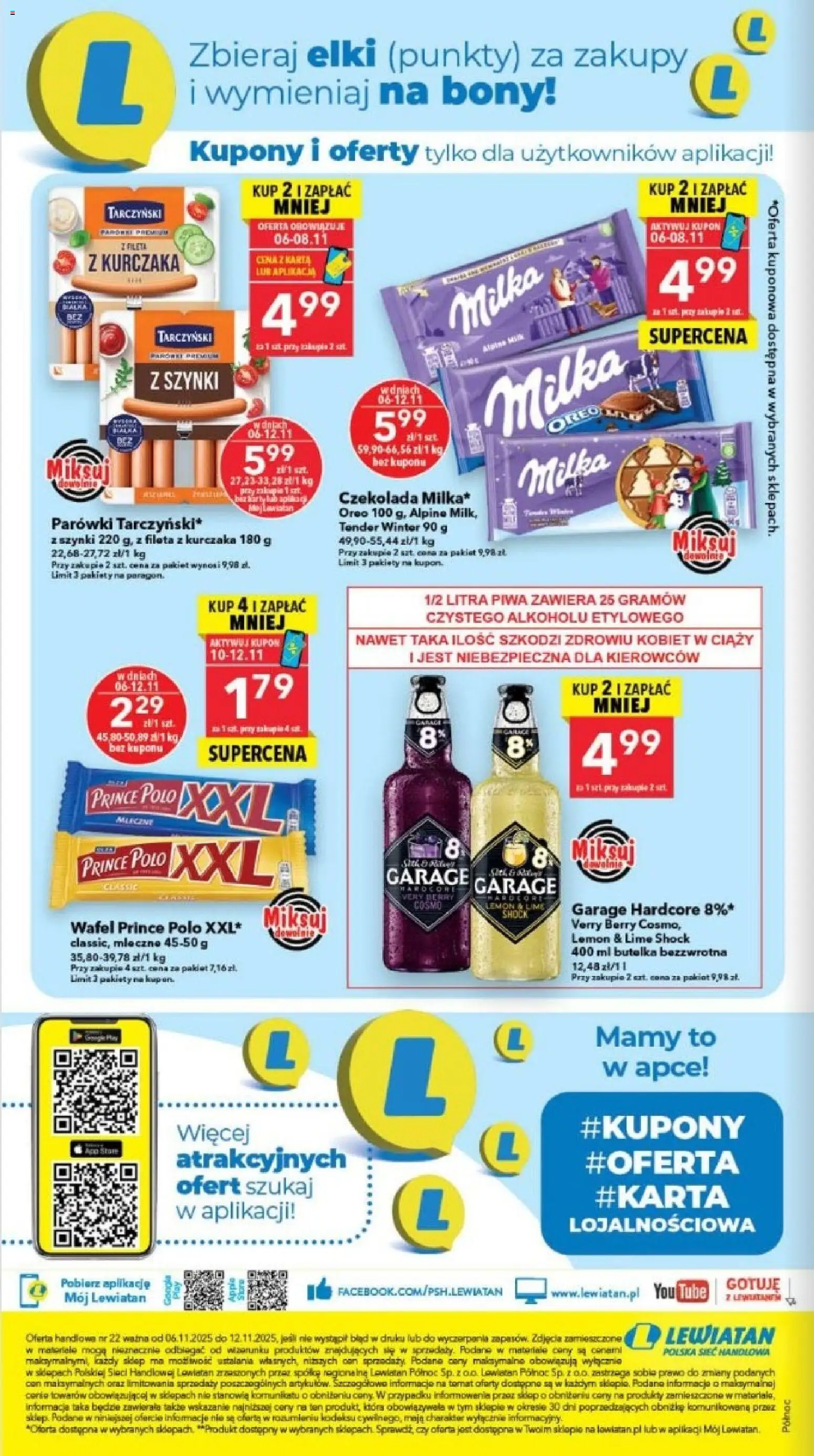 Lewiatan gazetka - Gdańsk od 06.11.2025 | Strona: 8 | Produkty: Prince polo xxl, Parówki, Milka, Czekolada