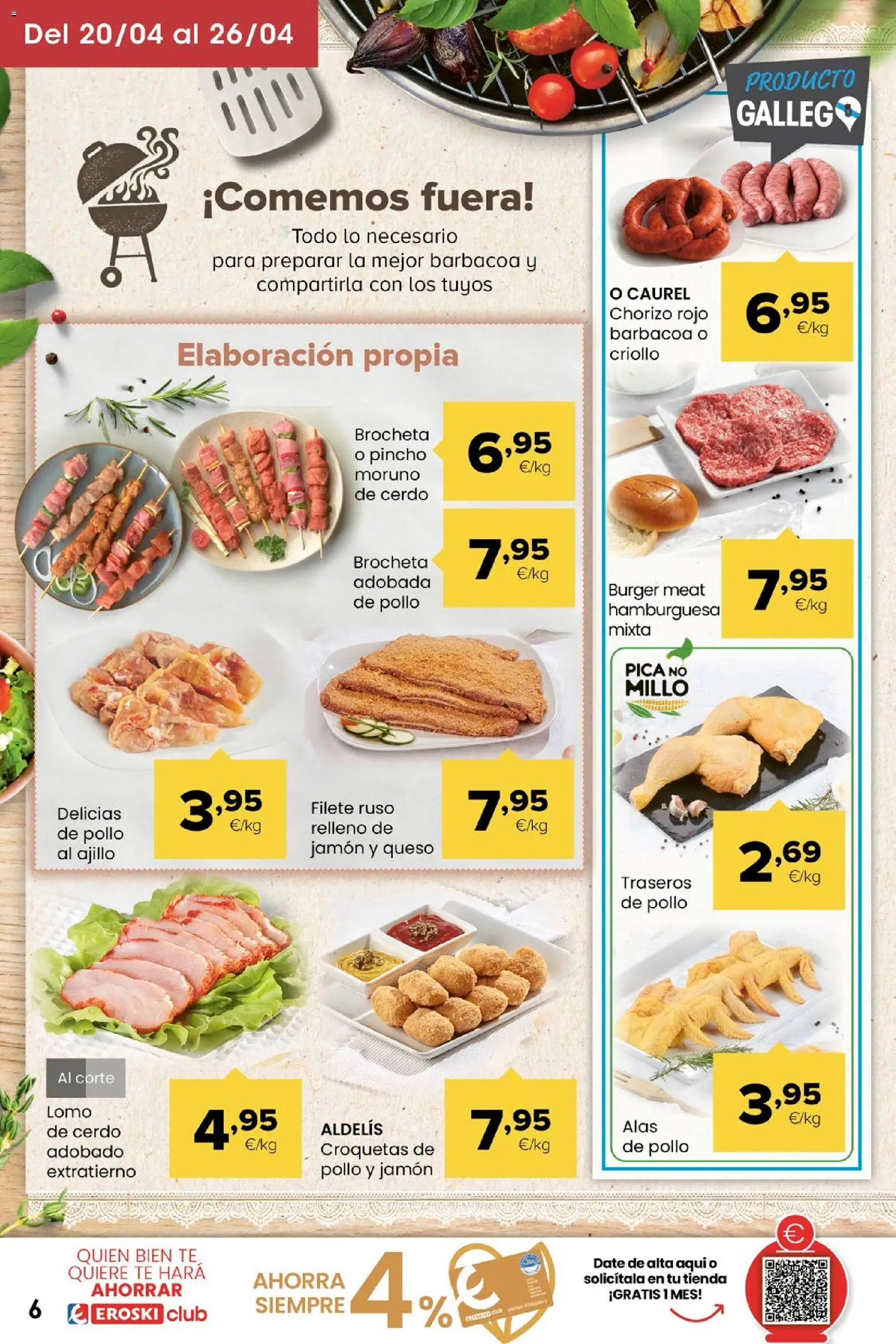 Eroski Miramos por ti │ válido desde el 16.04.2026 | Página: 6 | Productos: Cerdo, Barbacoa, Filete, Σοκολατούχο γάλα