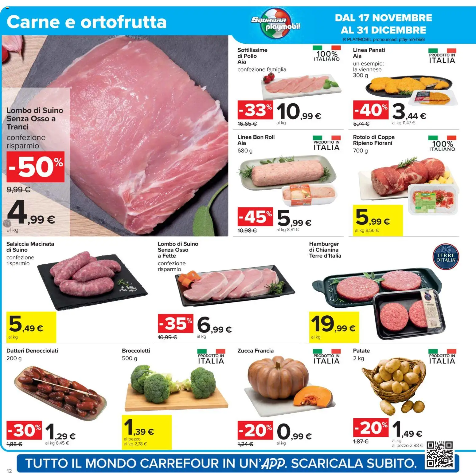 Volantino Carrefour del 17.11.2025 | Pagina: 12 | Prodotti: Patate, Suino, Broccoletti, Zucca