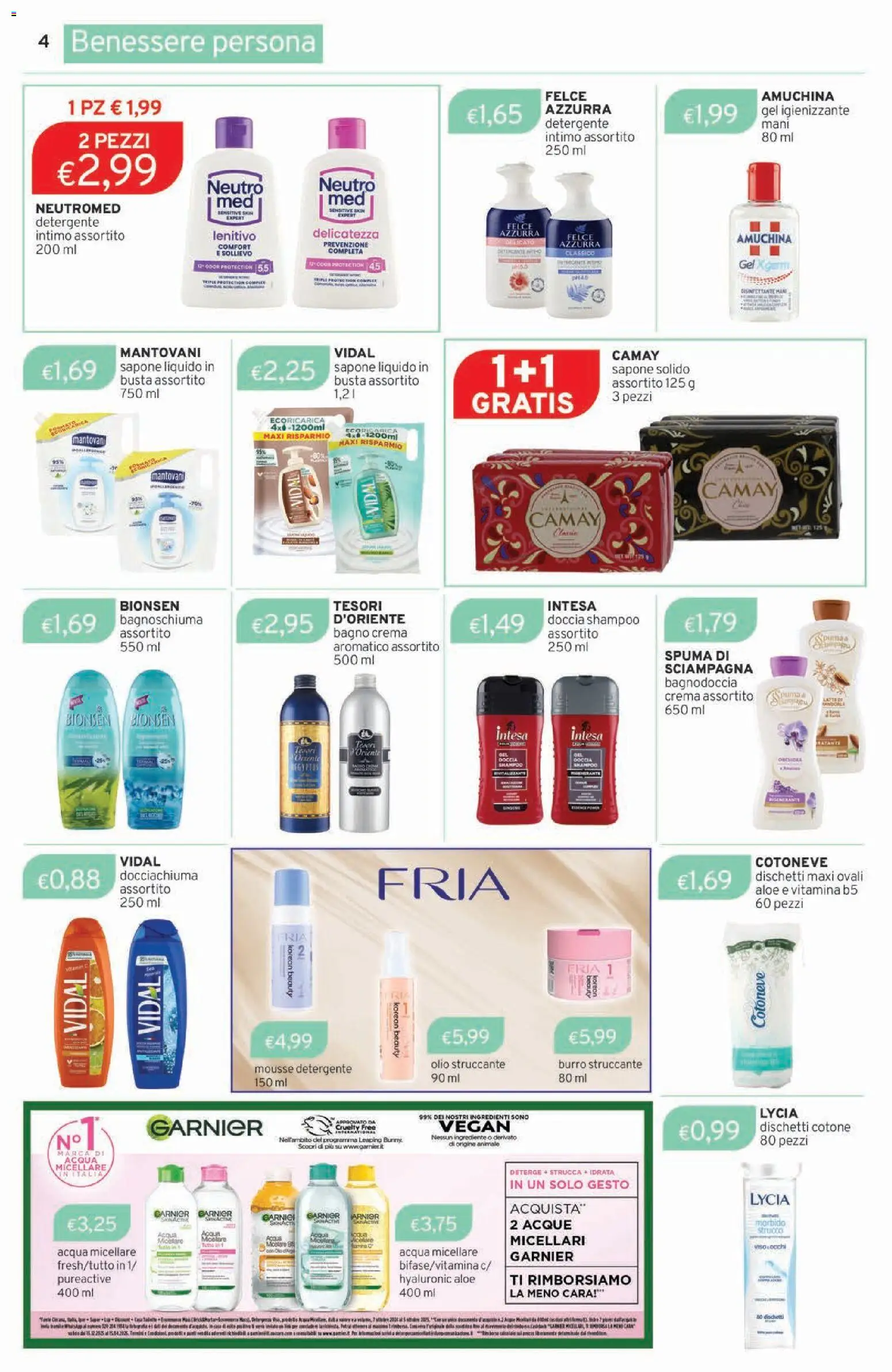 Volantino Sirene Blu del 03.03.2026 | Pagina: 4 | Prodotti: Acqua micellare, Struccante, Detergente, Olio