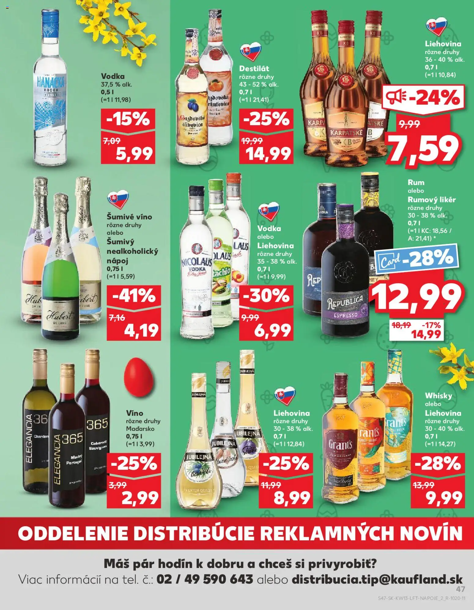 Nové Kaufland akcie – leták je platný od 26.03.2026 | Strana: 47 | Produkty: Víno, Slivovica, Vodka, Whisky