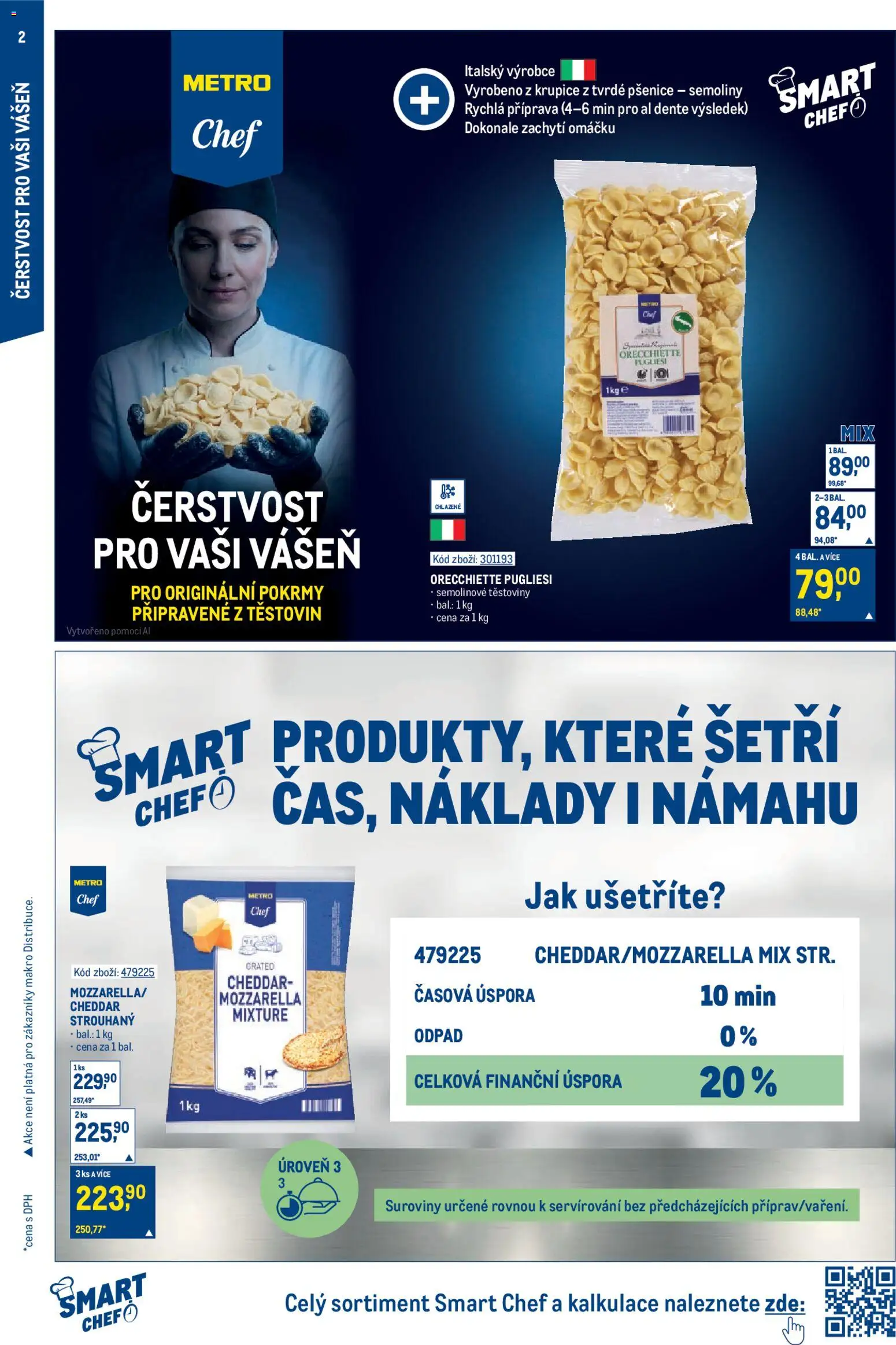 Makro leták - Gastronomie od 22.04.2026 | Strana: 2 | Produkty: Těstoviny, Krupice, Mozzarella, Cheddar