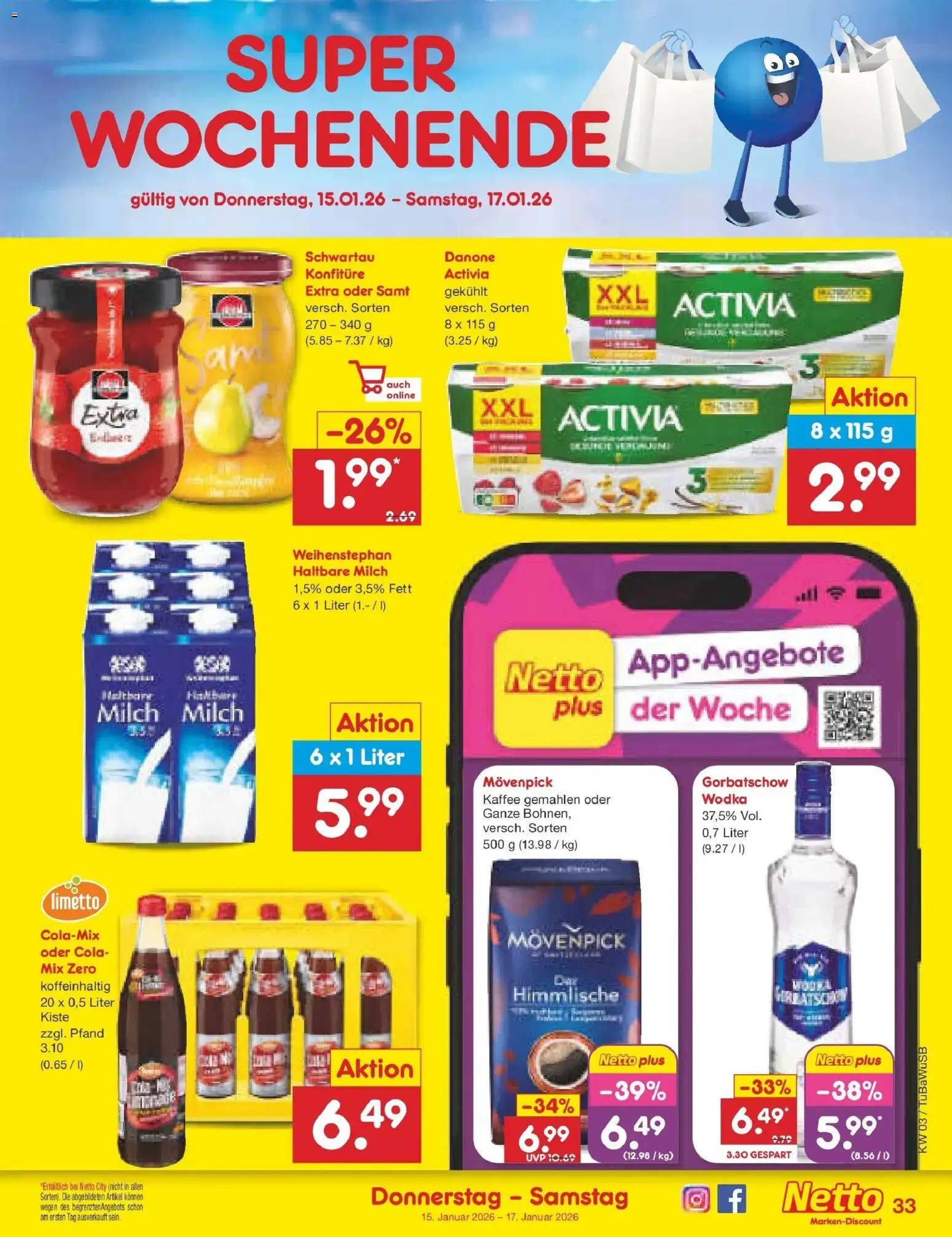 Netto Marken-Discount prospekt Lahr-Langenwinkel	 – gültig ab 12.01.2026 | Seite: 43 | Produkte: Activia, Kaffee, Haltbare milch, Wodka