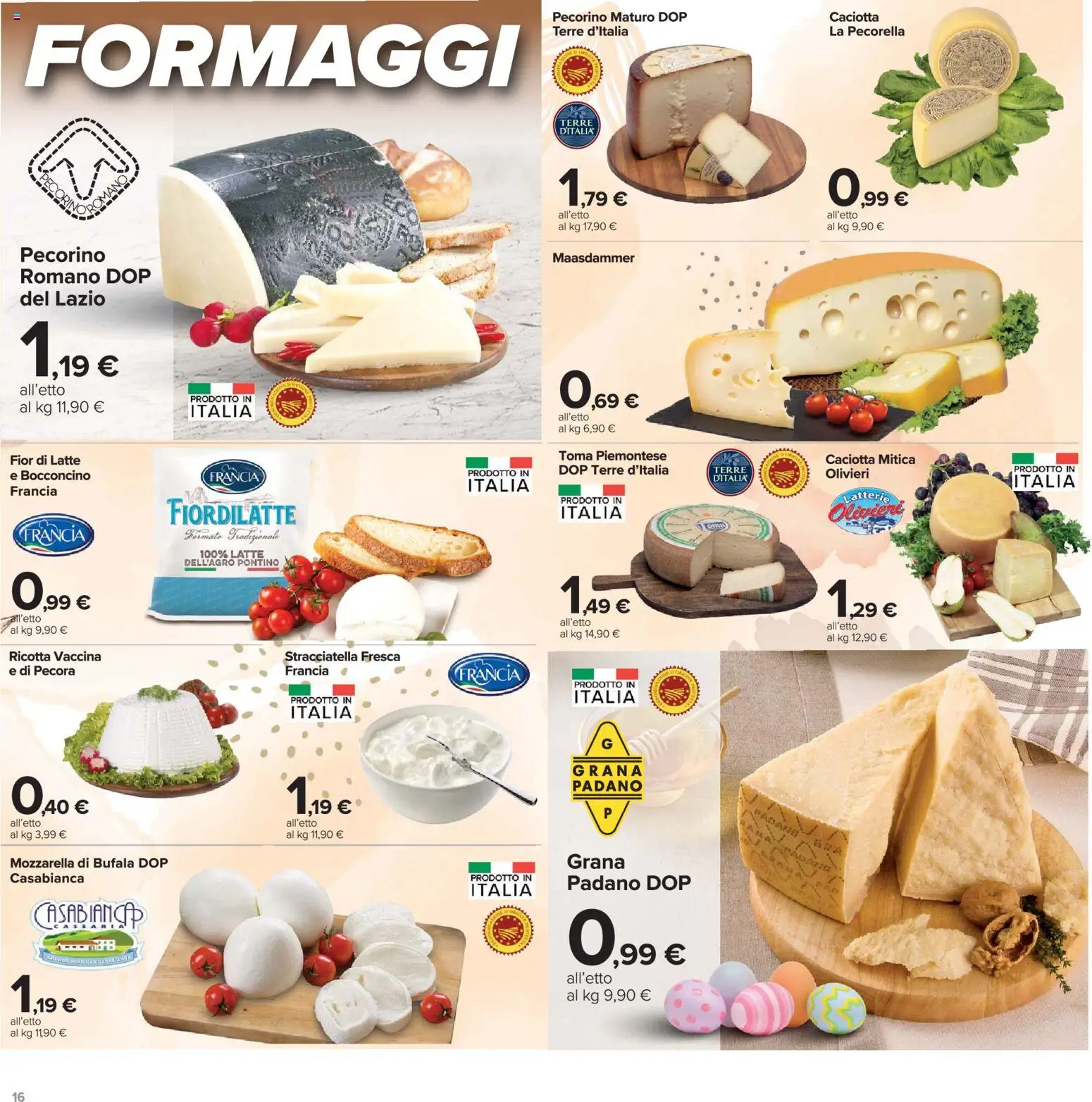 Volantino Carrefour del 24.03.2026 | Pagina: 16 | Prodotti: Mozzarella, Latte, Ricotta, Pecorino