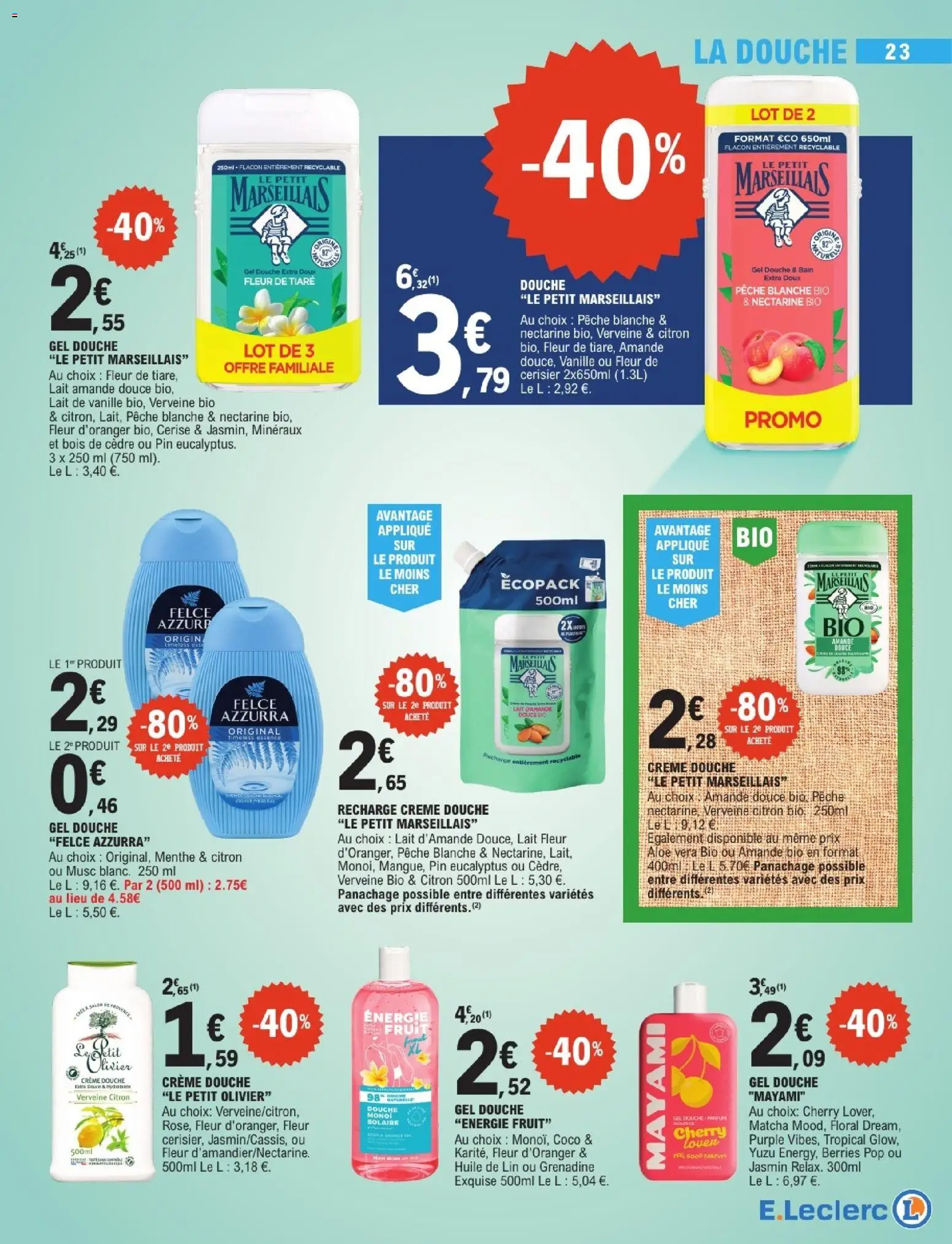 {H1} | Page: 23 | Produits: Huile de lin, Menthe, Nectarine, Lait d'amande