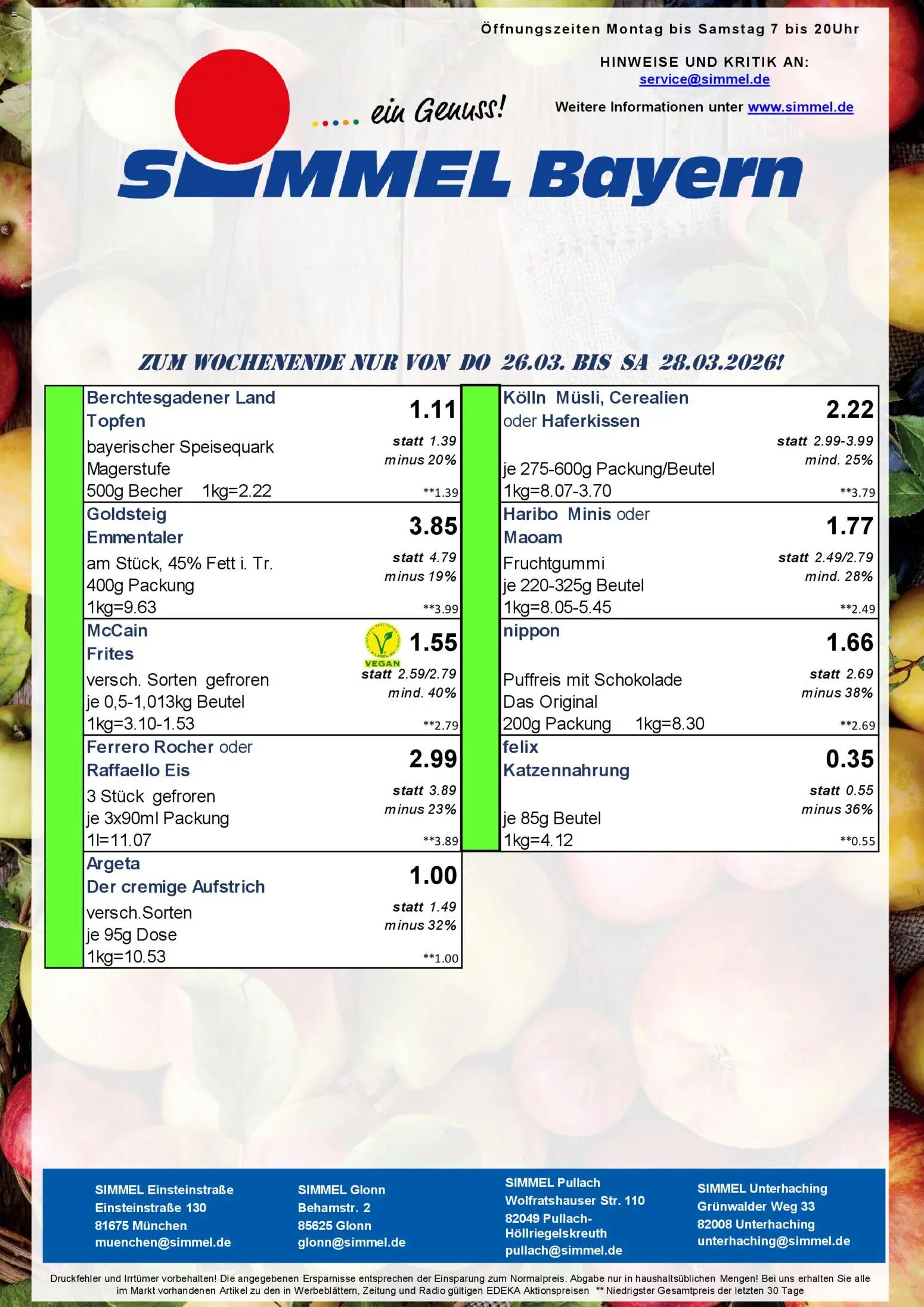 Simmel Bayern – gültig ab 23.03.2026 | Seite: 9 | Produkte: Ferrero rocher, Haribo, McCain, Eis