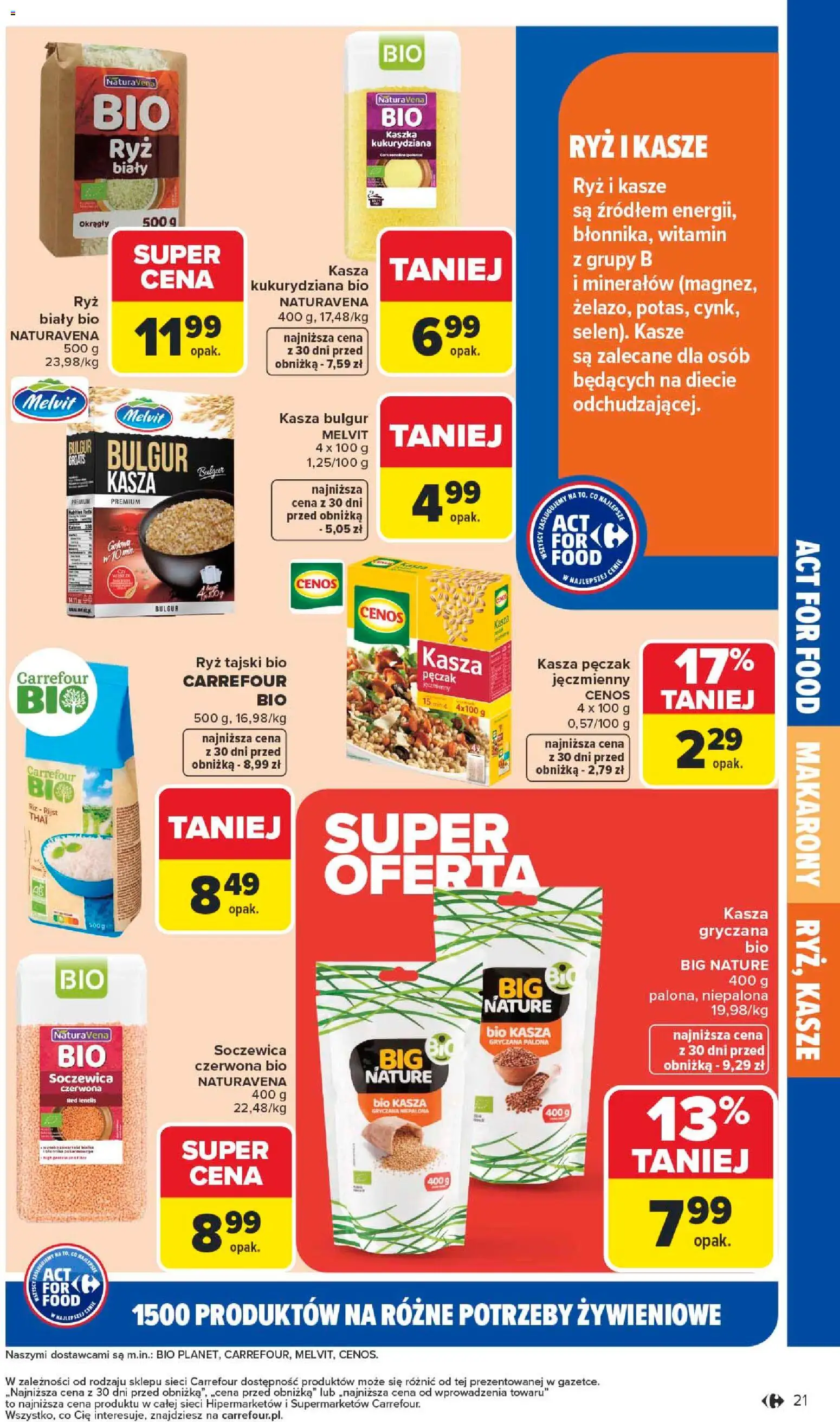Carrefour Gazetka - Act for food od 05.01.2026 | Strona: 21 | Produkty: Bulgur, Ryż, Makarony, Kasza pęczak