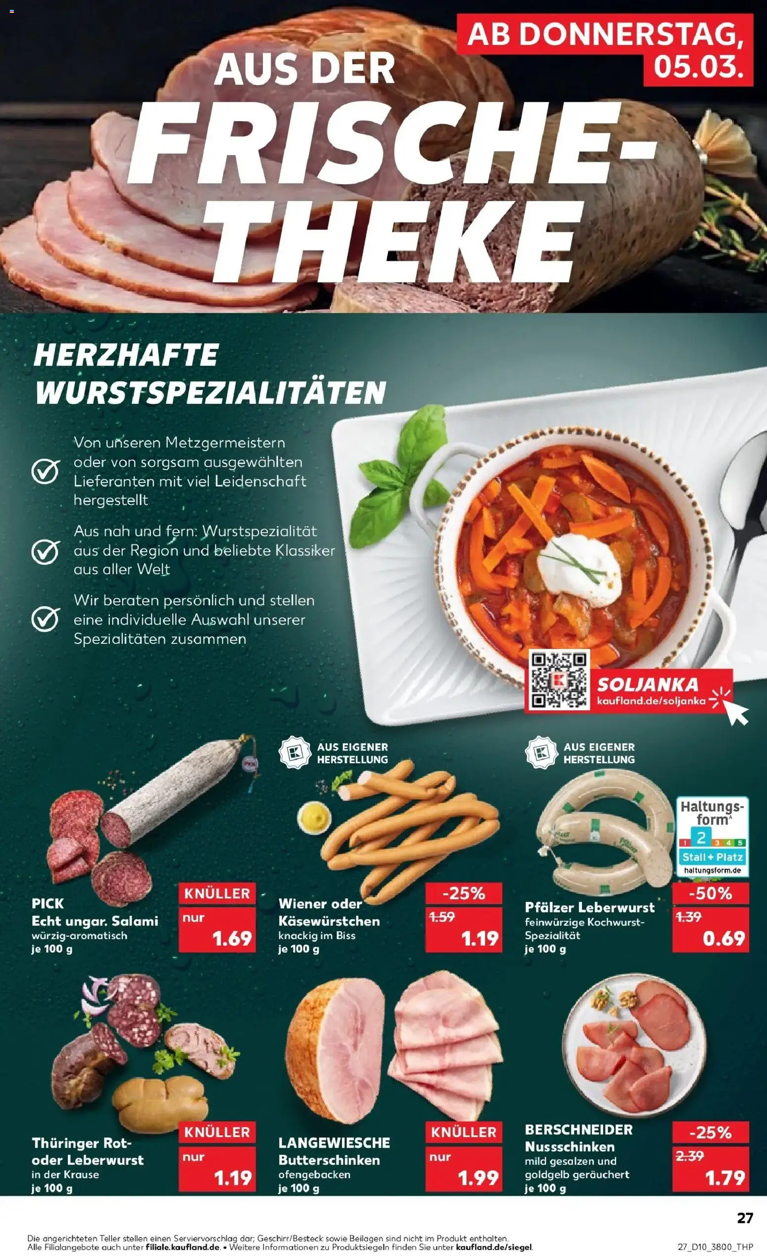 Kaufland Prospekt Aschersleben	 – gültig ab 05.03.2026 | Seite: 27 | Produkte: Theke, Salami