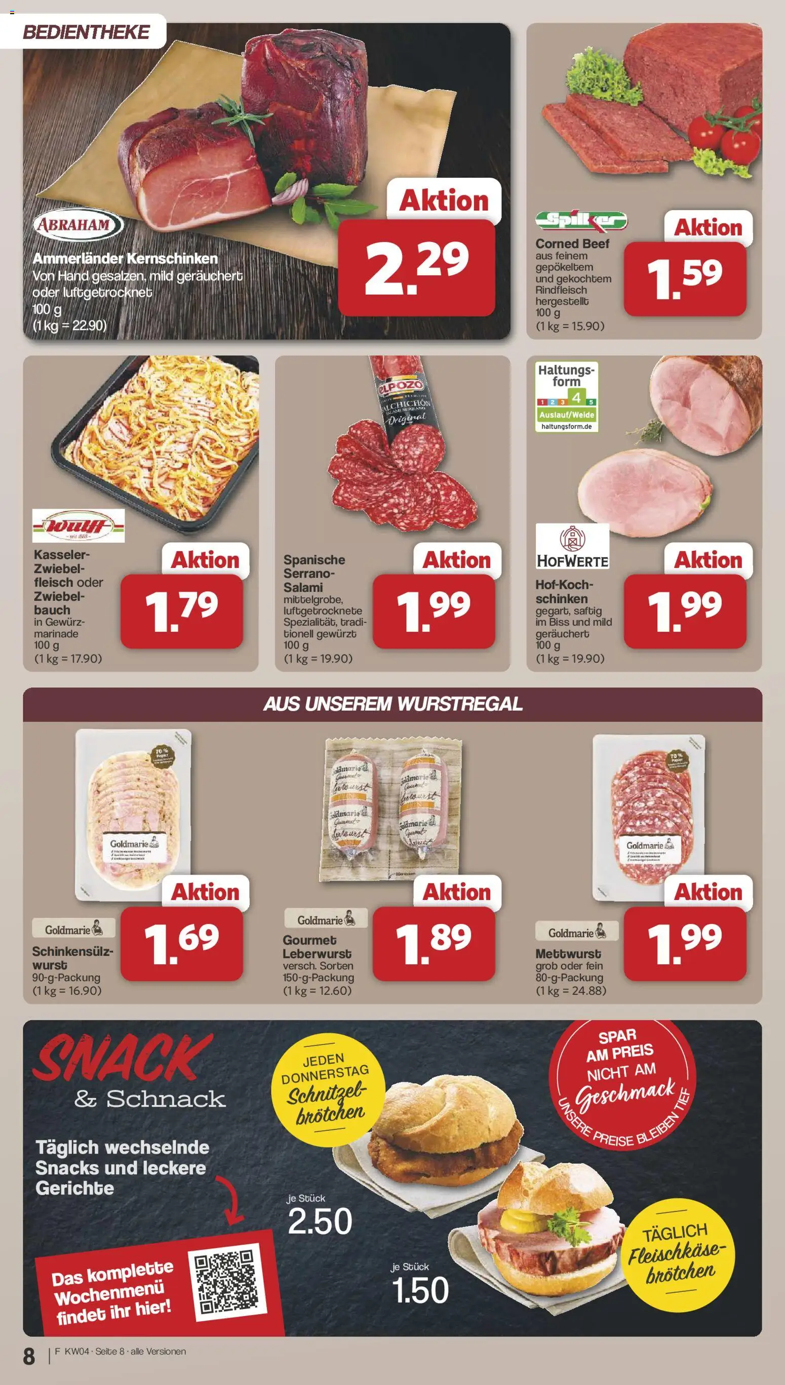 Famila Nordwest Prospekt 	 – gültig ab 19.01.2026 | Seite: 8 | Produkte: Wurst, Salami, Schinken, Rindfleisch