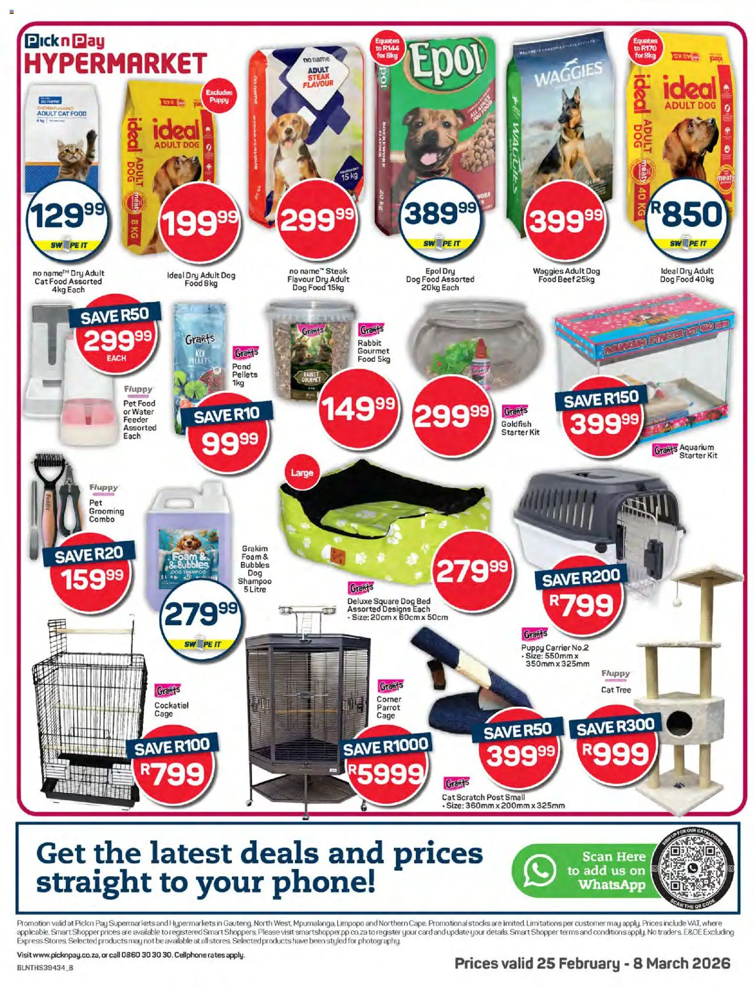 New Pick n Pay catalogue – valid from 25.02.2026 | Page: 8 | Products: Steak, Shampoo, Cat food, Dog food