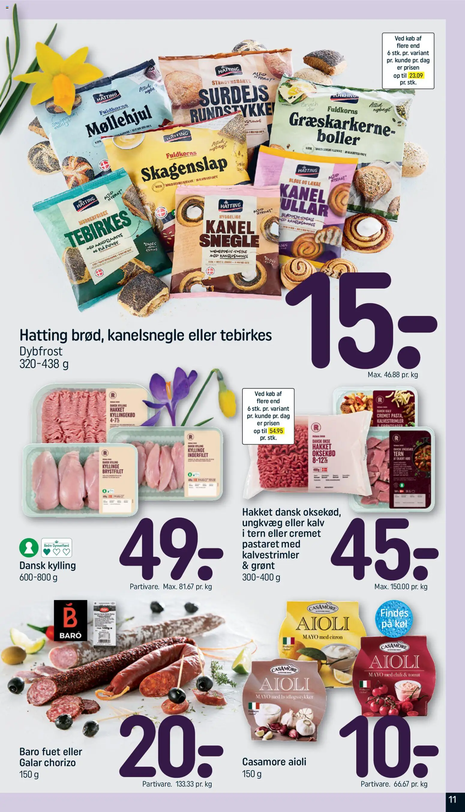 Rema 1000 tilbudsavis – gyldig fra 28.03.2026 | Side: 11 | Produkter: Kanelsnegle, Kanel, Oksekød, Tebirkes