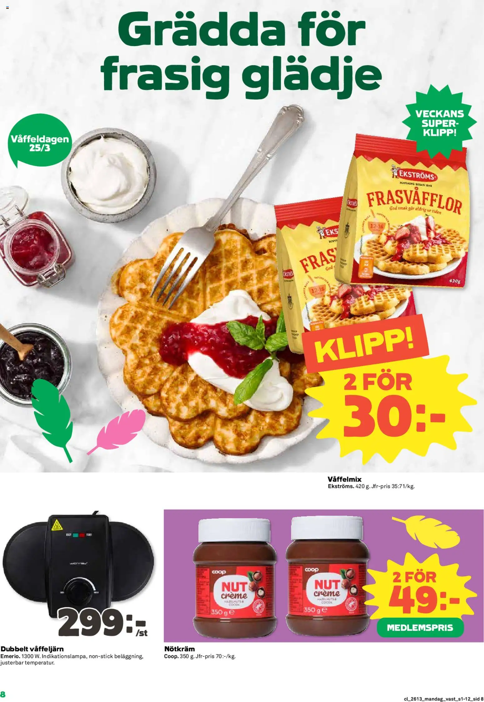 Coop reklamblad aktuell från 23.03.2026 | Sida: 8 | Produkter: Våffeljärn, Fräs