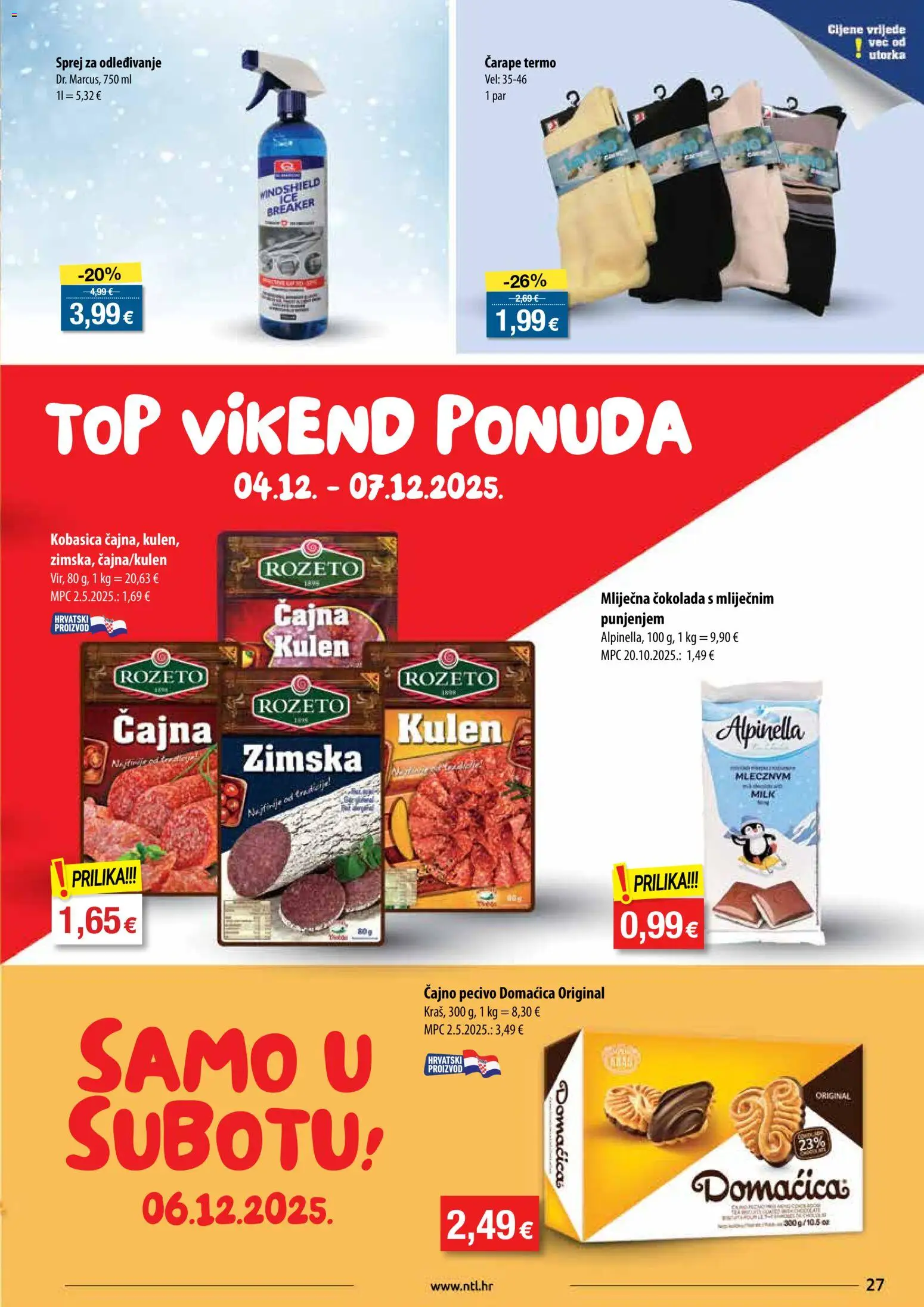 NTL katalog | vrijedi od 03.12.2025 | Stranica: 27 | Proizvodi: Čokolada, Čarape, Kobasica, Kulen