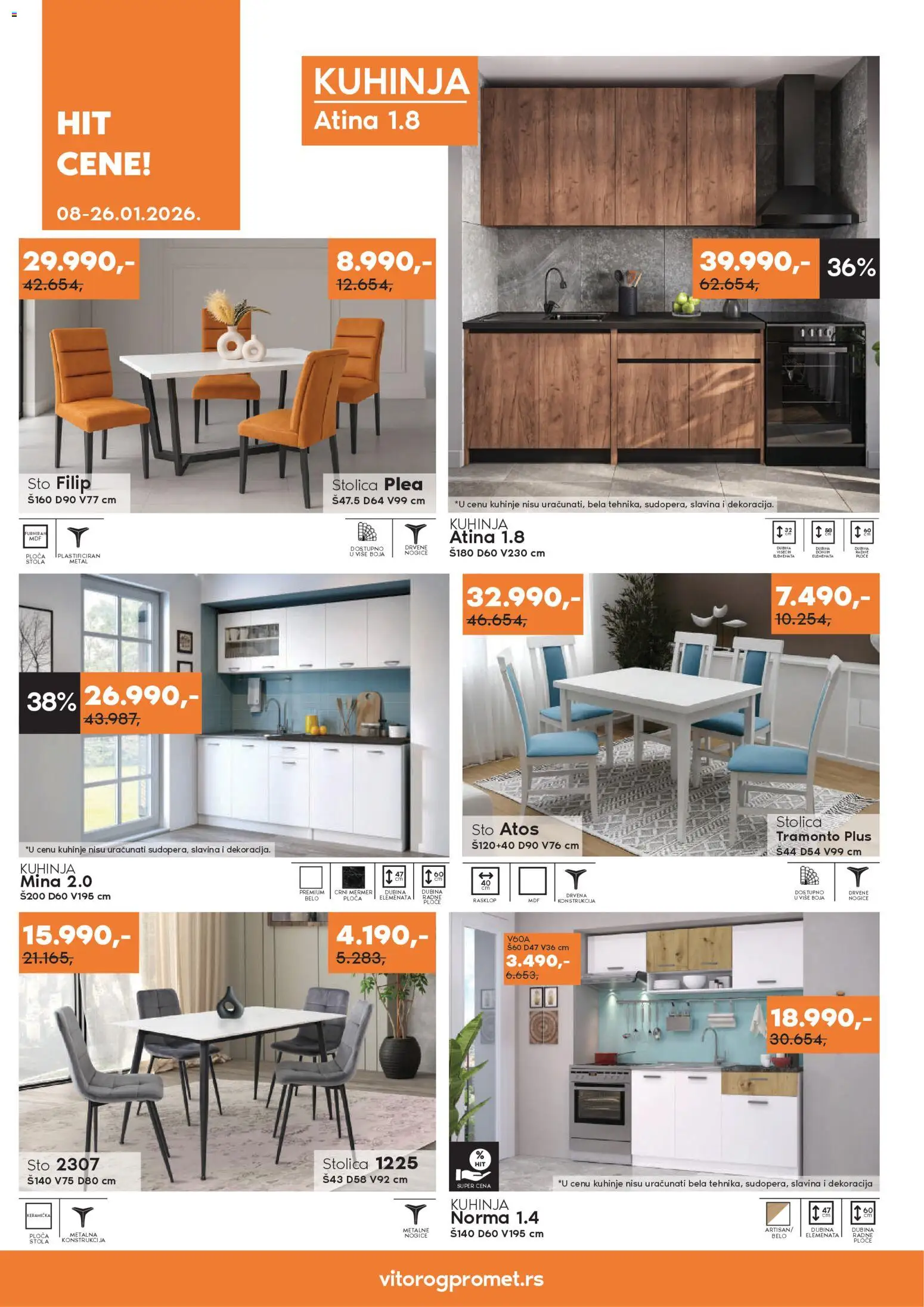 Vitorog katalog - važi od 08.01.2026 | Strana: 1 | Proizvode: Sto, Stolica, Kuhinja
