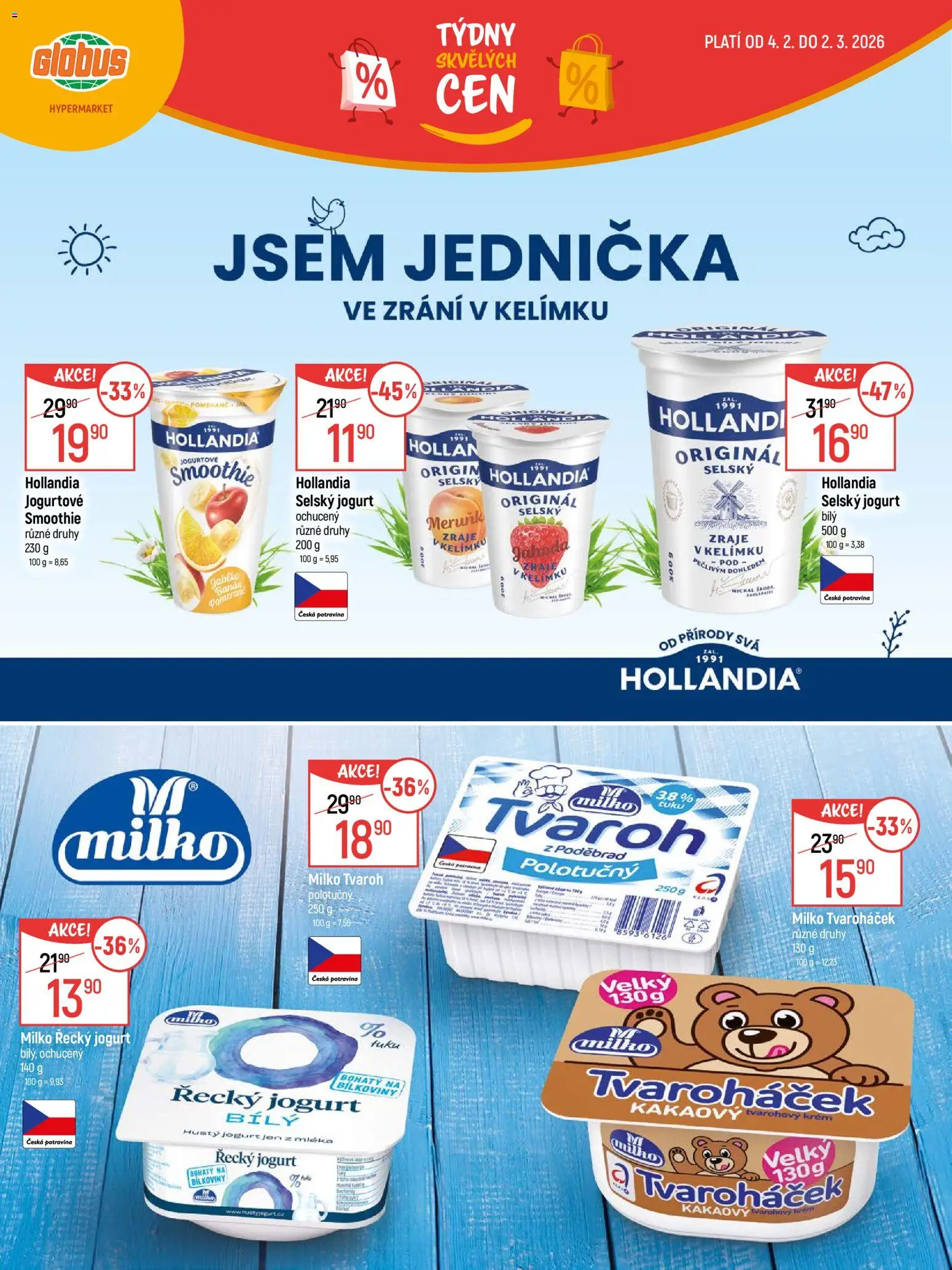 Globus leták - Praha Černý Most od 04.02.2026 | Strana: 6 | Produkty: Mléko, Krém, Banán, Smoothie