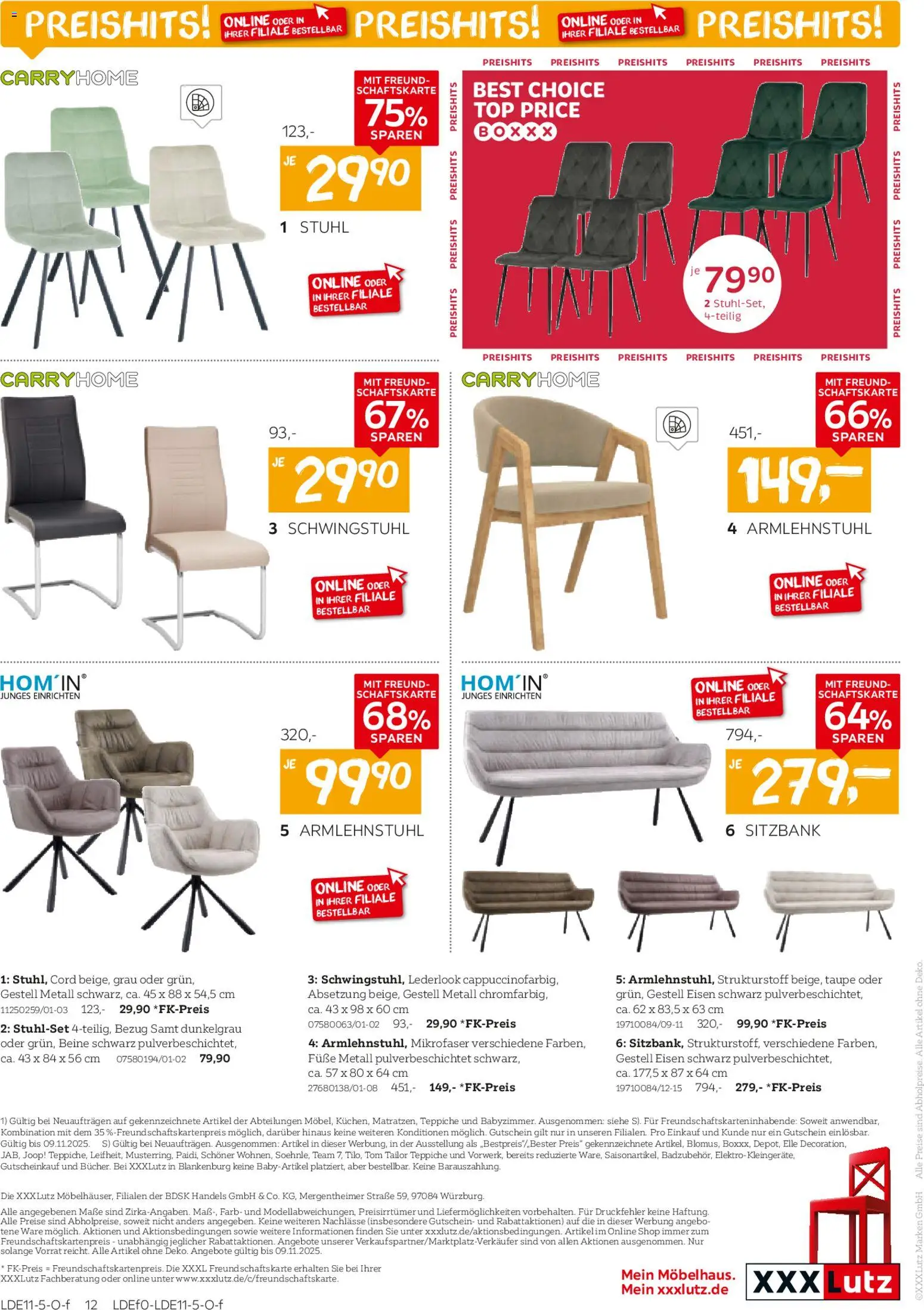 XXXL Lutz Speisen-Preishits! – gültig ab 26.10.2025 | Seite: 12 | Produkte: Top, Sitzbank, Stuhl