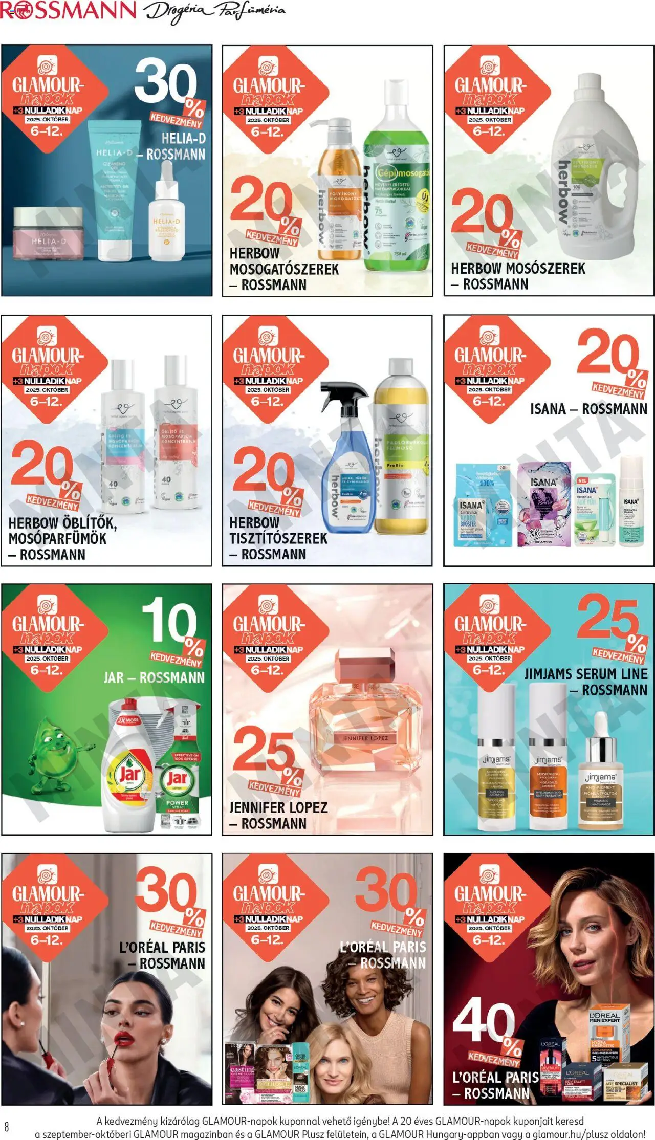 Rossmann akciós ujság - amely érvényes a következő dátumtól: 06.10.2025 | Oldal: 8 | Termékek: Parfüm, Aloe vera, Vitamin c, Mosószerek