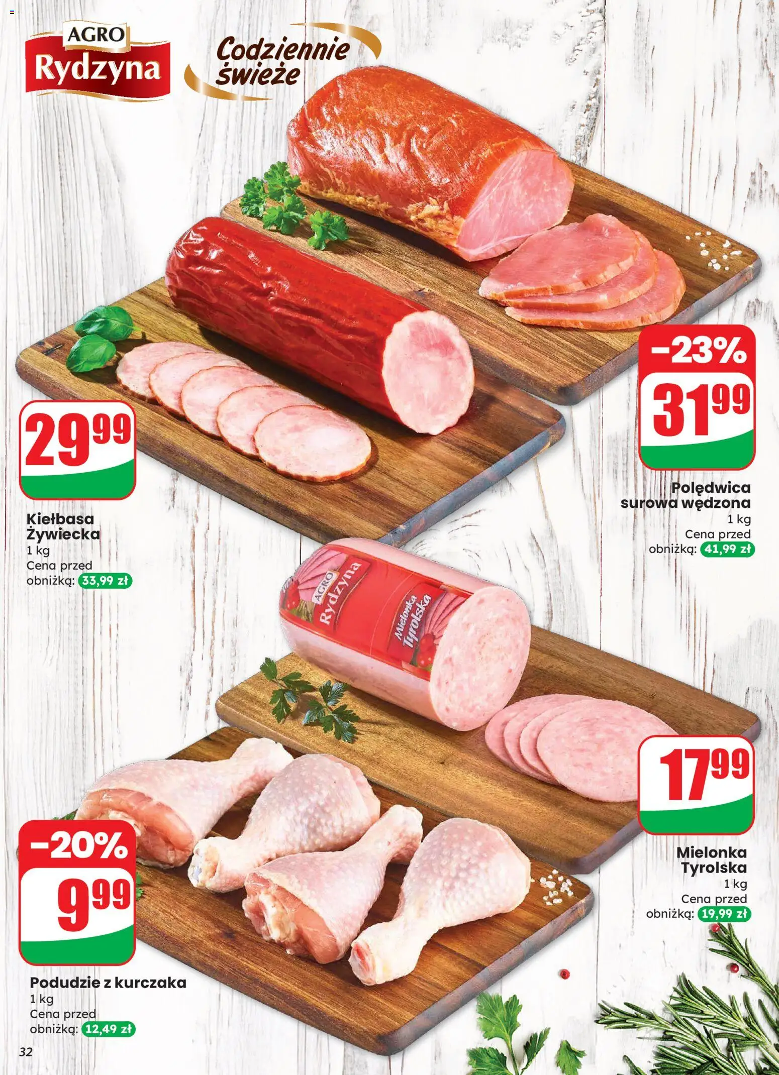 Dino Gazetka od 12.11.2025 | Strona: 32 | Produkty: Kiełbasa, Mielonka tyrolska, Podudzie z kurczaka