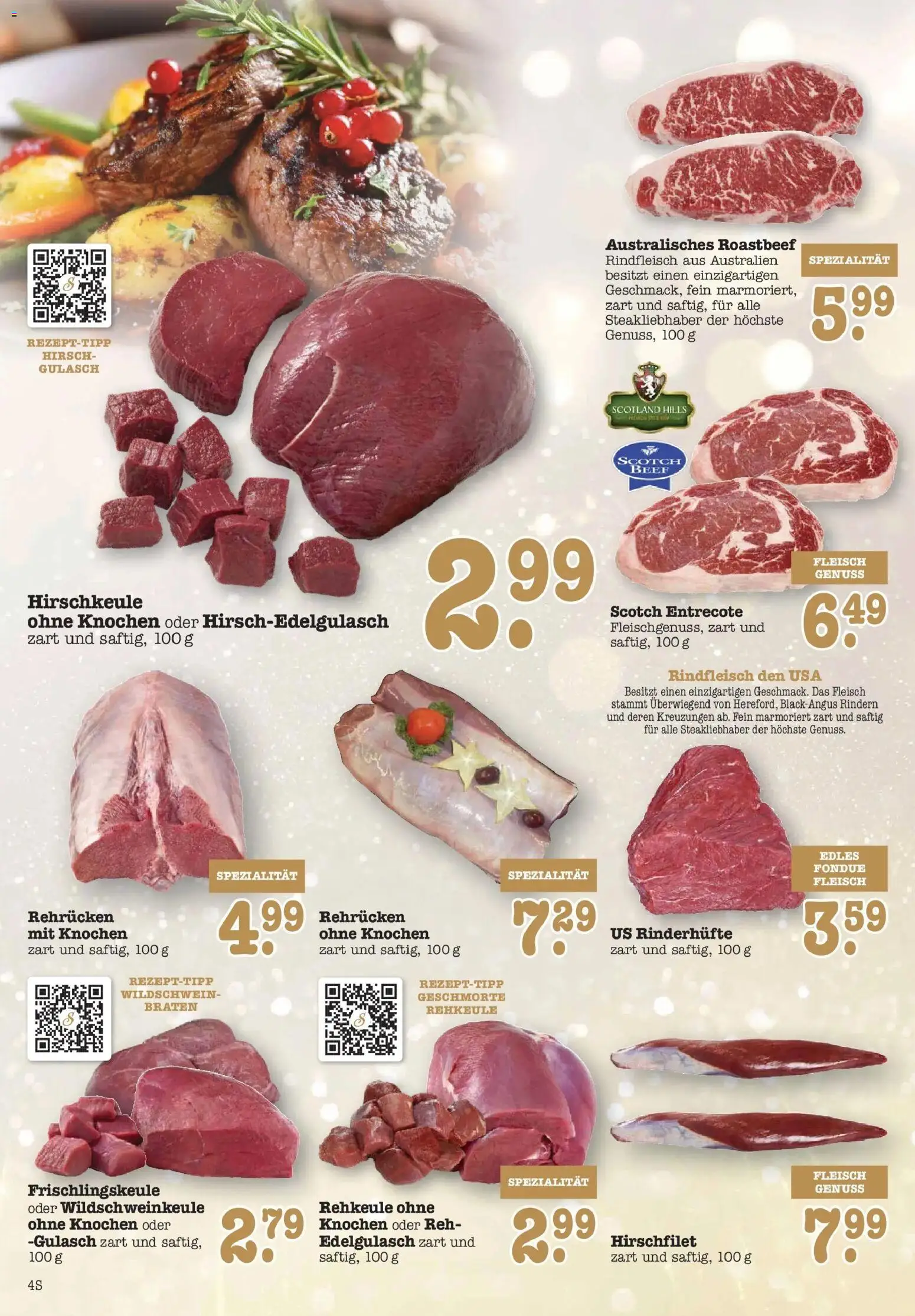 Edeka prospekt Bühlertal	 – gültig ab 15.12.2025 | Seite: 4 | Produkte: Entrecote, Gulasch, Rindfleisch, Fondue