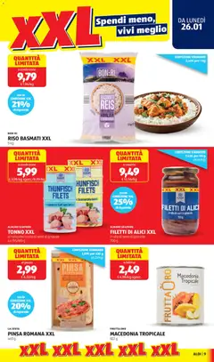 Anteprima del volantino TONNO XXL, al naturale/in olio di semi di girasole 4 x 195/185 g valido a partire dal 26.01.2026 | Pagina: 9