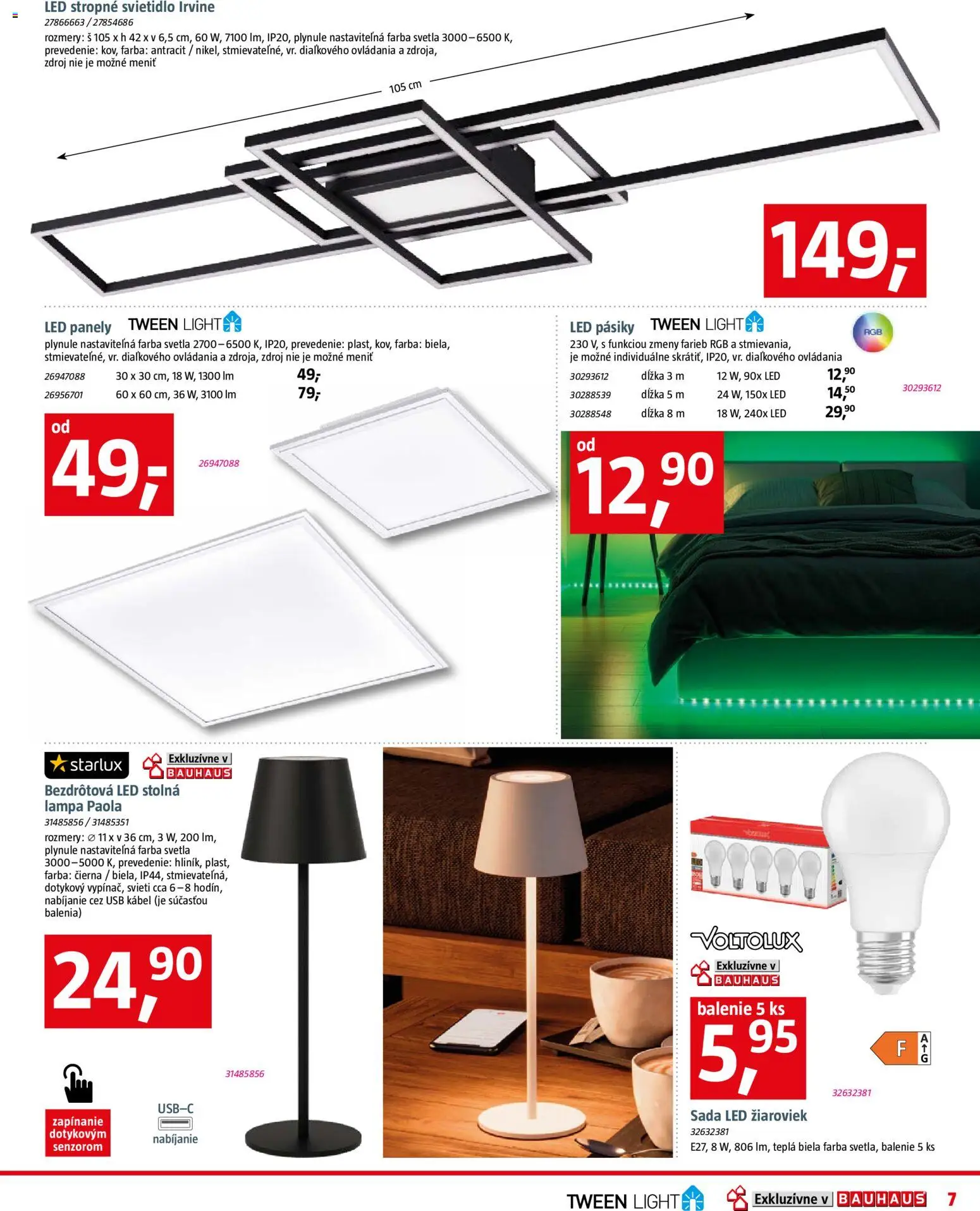 Nové Bauhaus akcie – leták je platný od 12.01.2026 | Strana: 7 | Produkty: Panely, Lampa, Stropné svietidlo, Led stropné svietidlo