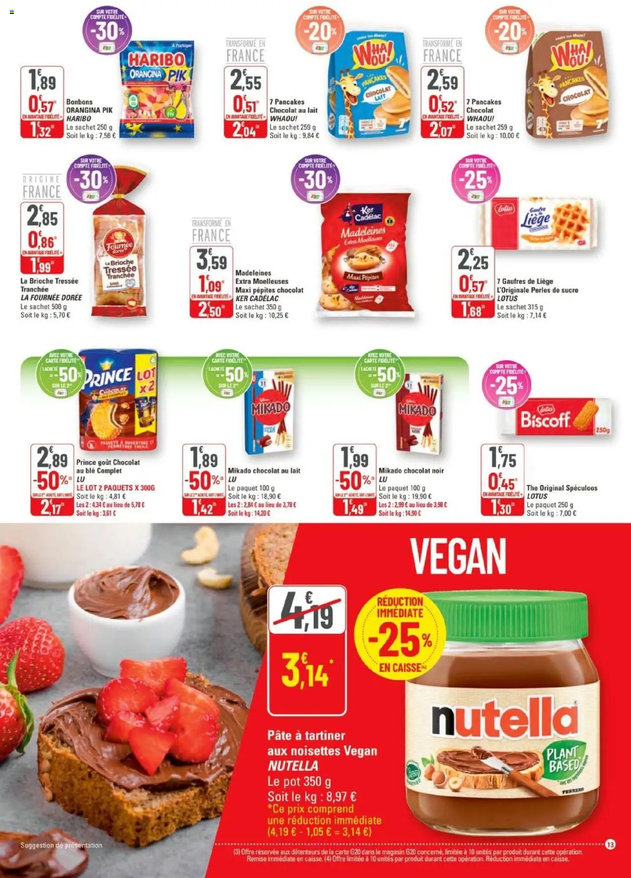  | Page: 13 | Produits: Sucre, Pâte à tartiner, Chocolat, Gaufres