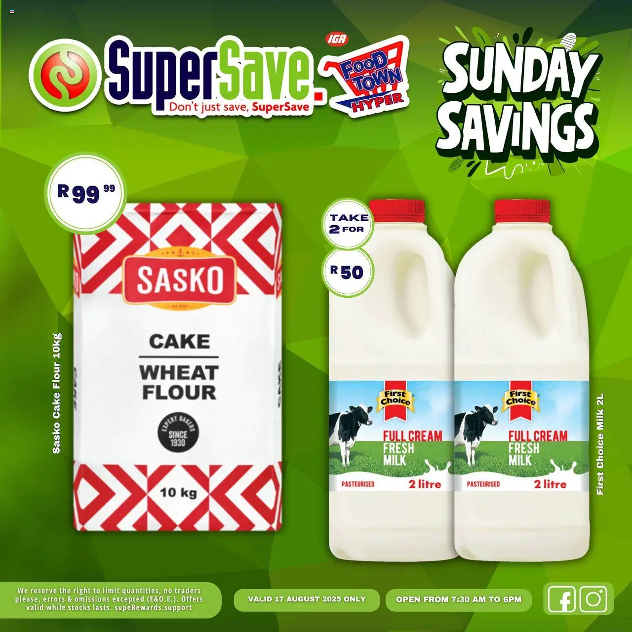 Super Save Sunday Specials │ valid from 17.08.2025 | Page: 34 | Products: Cake, Flour, Milk, Cream