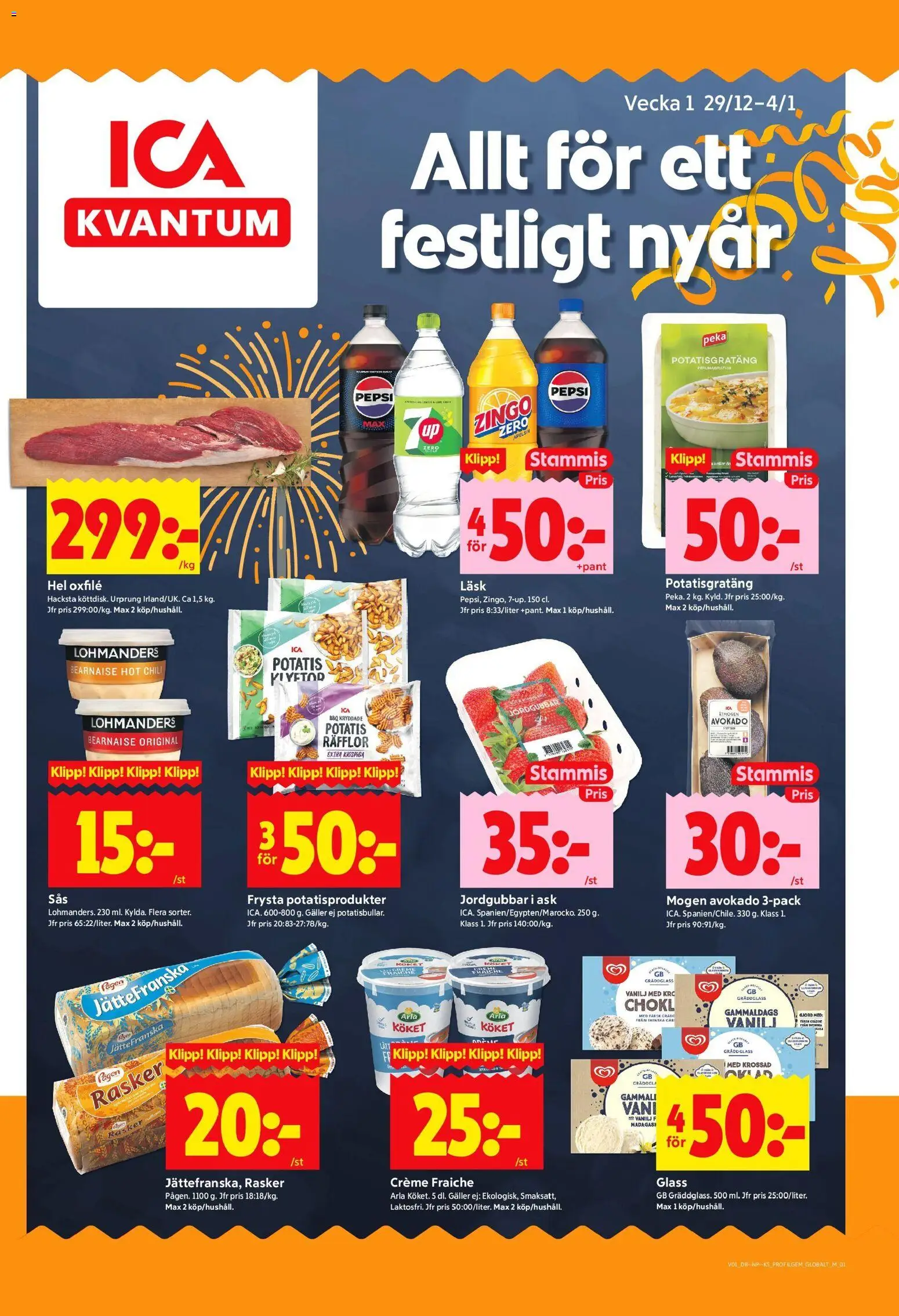 ICA Kvantum reklamblad aktuell från 30.12.2025 | Sida: 1 | Produkter: Pepsi, Chili, Oxfilé, Potatis