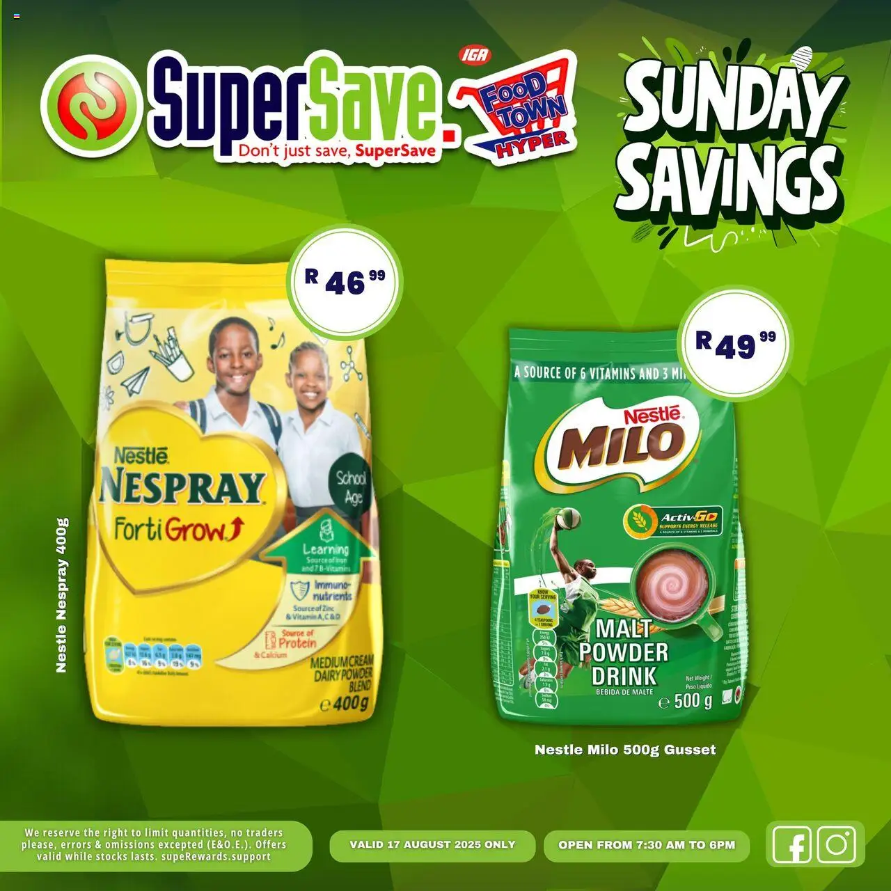 Super Save Sunday Specials │ valid from 17.08.2025 | Page: 31 | Products: Iron, Detergente líquido, Vitamins, Powder