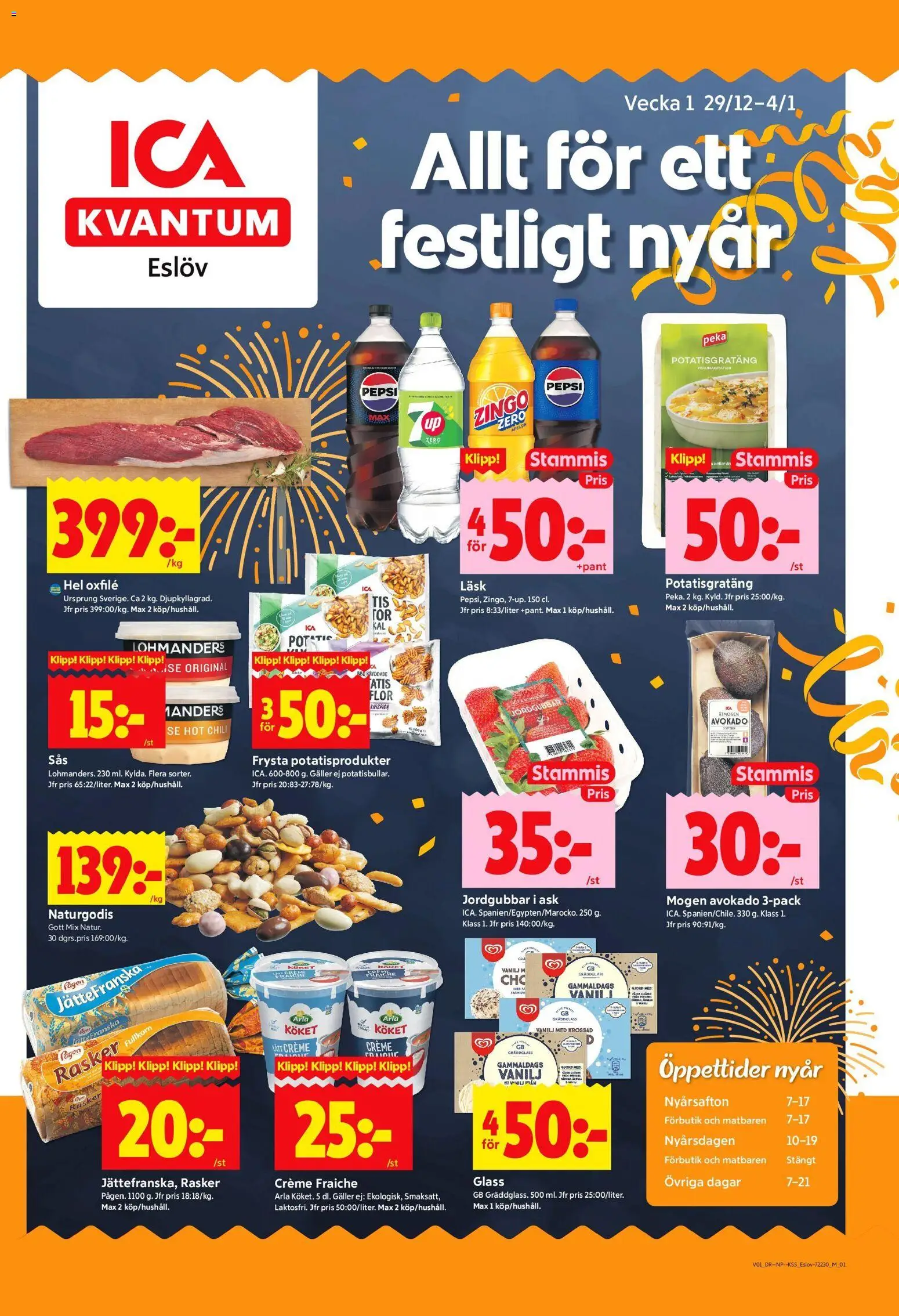 ICA Kvantum reklamblad aktuell från 30.12.2025 | Sida: 1 | Produkter: Zingo, Galler, Oxfilé, Glass
