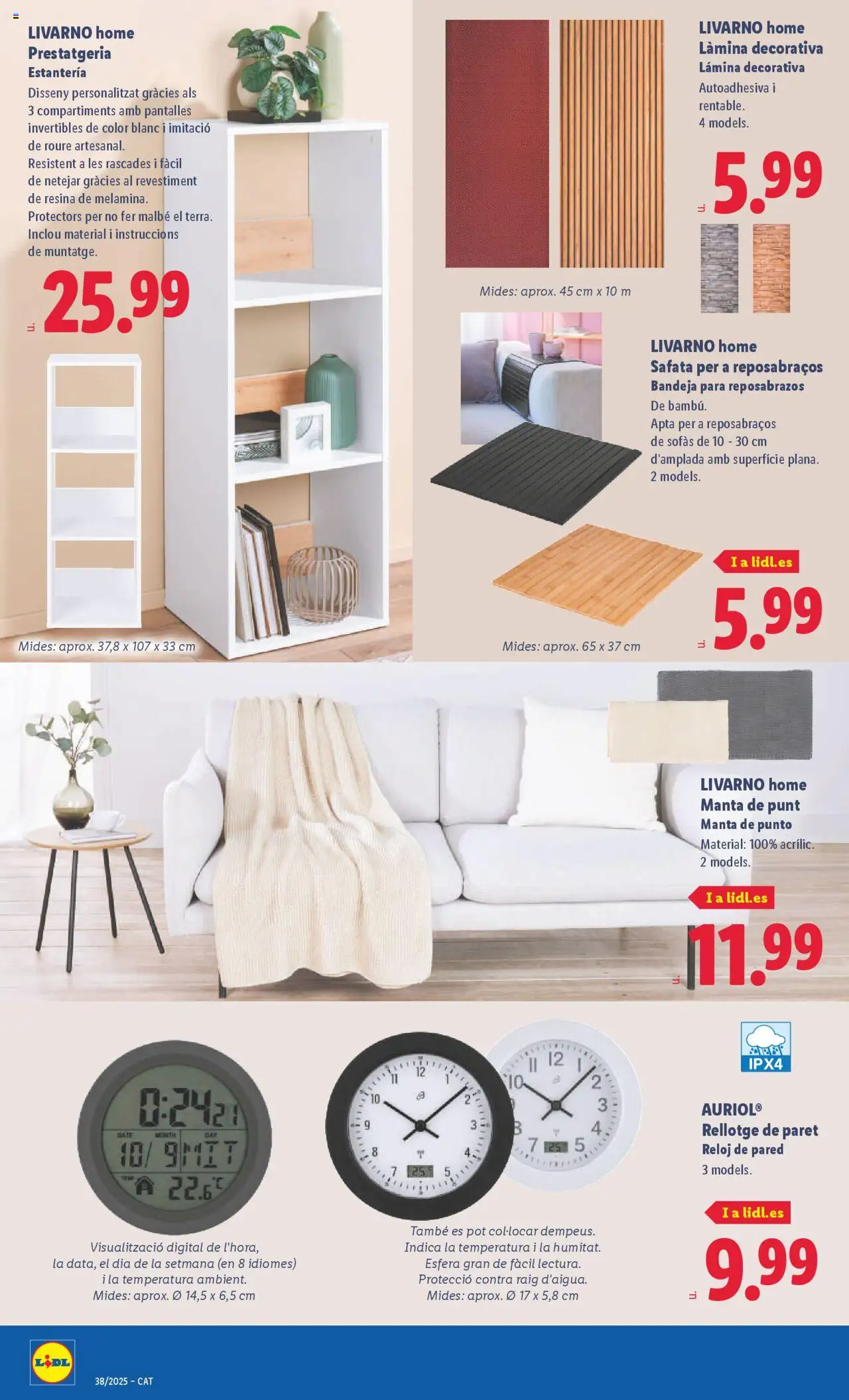 Lidl folleto de bazar │ válido desde el 15.09.2025 | Página: 12 | Productos: Reloj, Manta, Bandeja