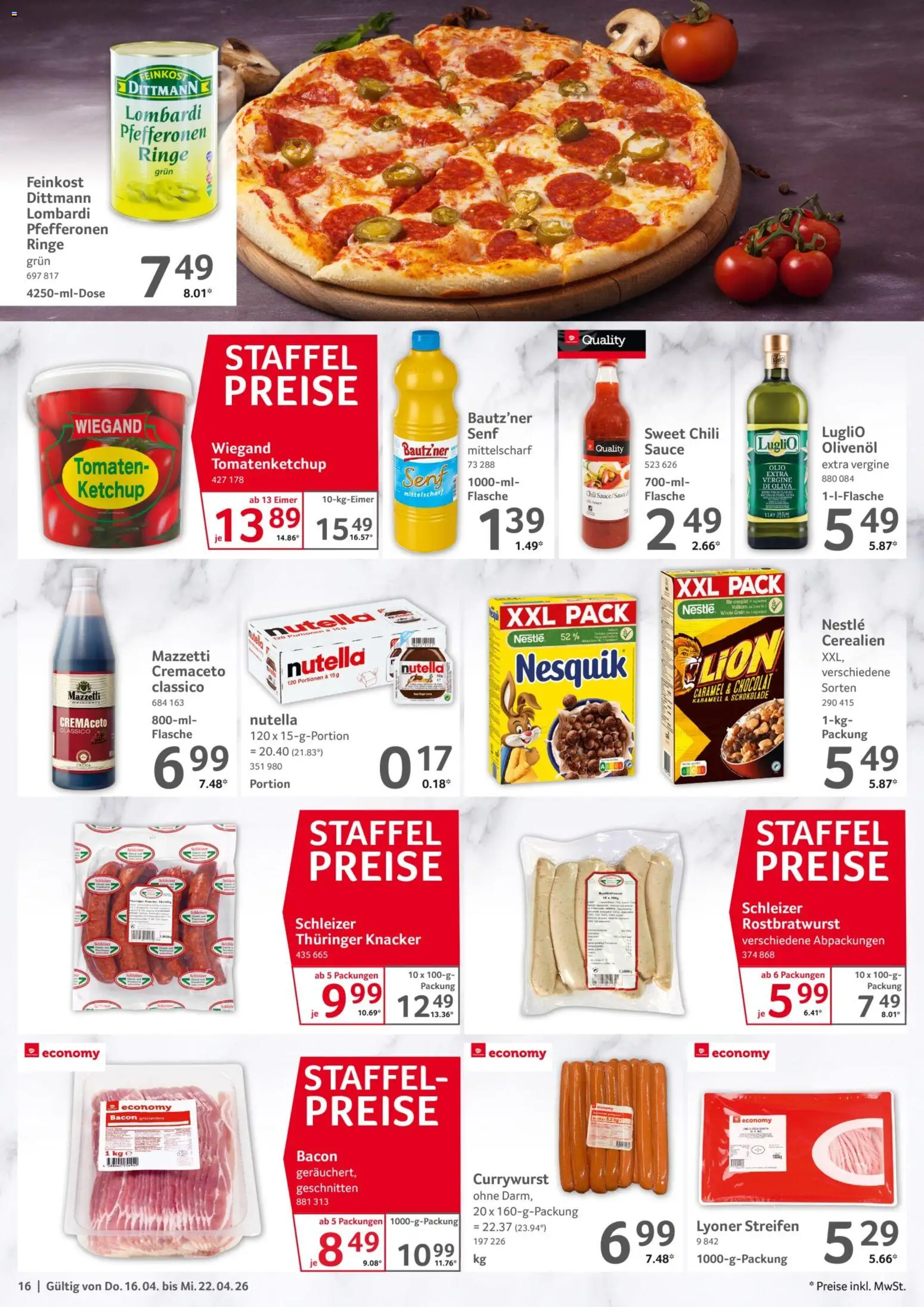 Selgros Prospekt 	 – gültig ab 16.04.2026 | Seite: 16 | Produkte: Schokolade, Nutella, Chili, Ketchup