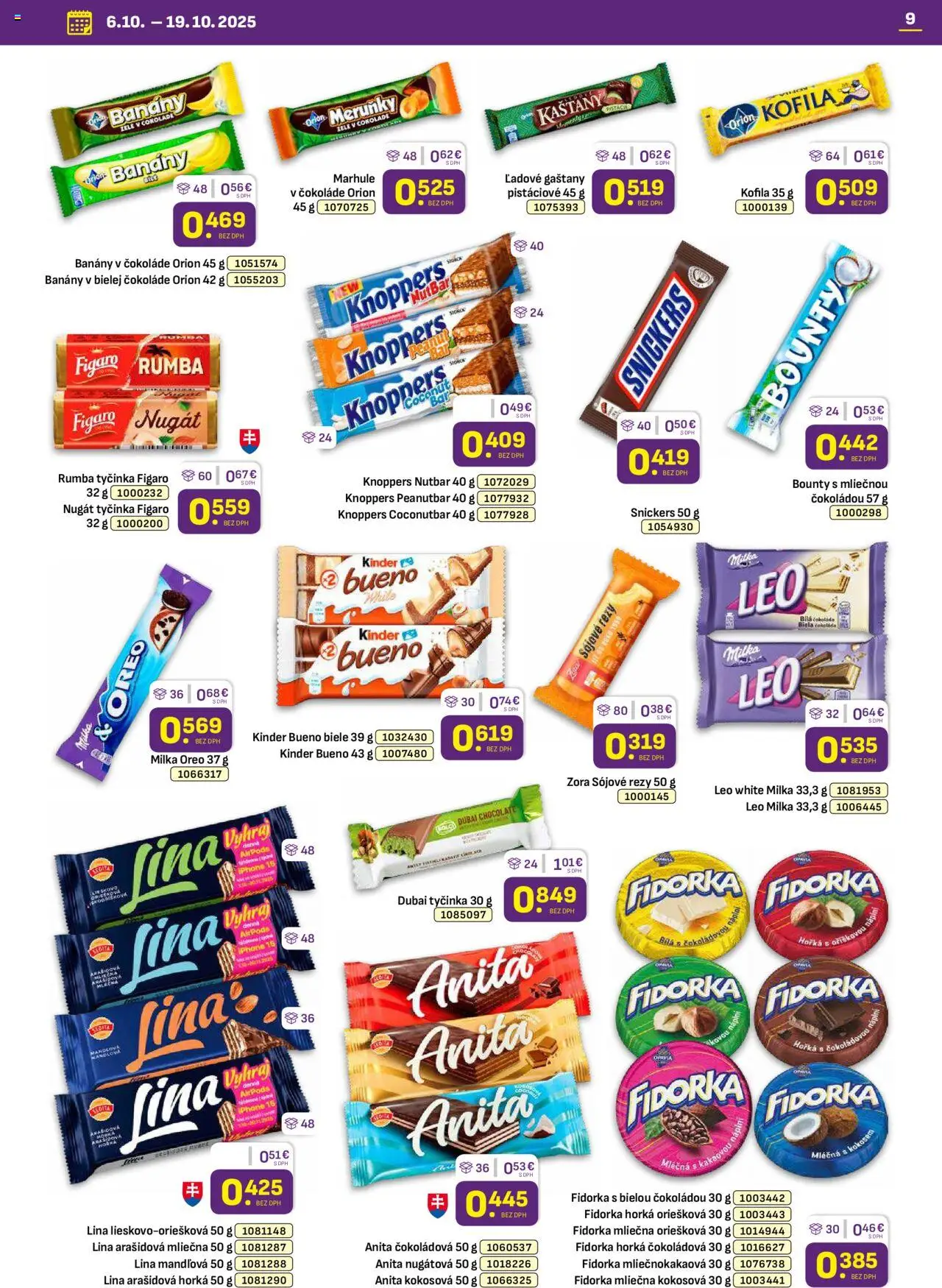 Nové Libex akcie – leták je platný od 06.10.2025 | Strana: 9 | Produkty: Airpods, Banány, Iphone