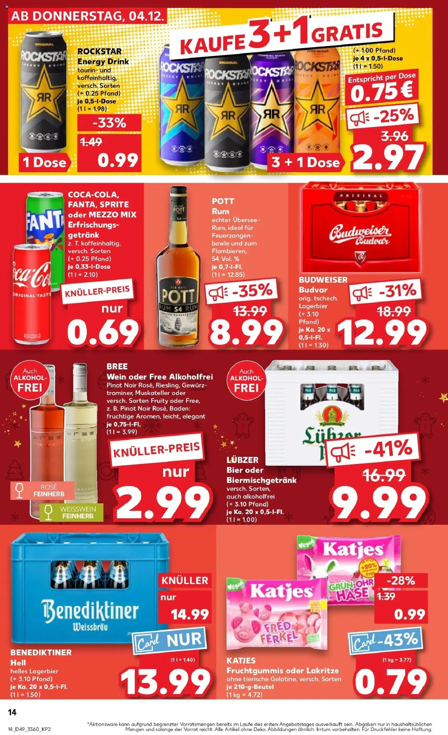 Kaufland prospekt Bernburg (Saale)	 – gültig ab 08.12.2025 | Seite: 14 | Produkte: Energy, Weißwein, Oder mezzo mix, Lubzer