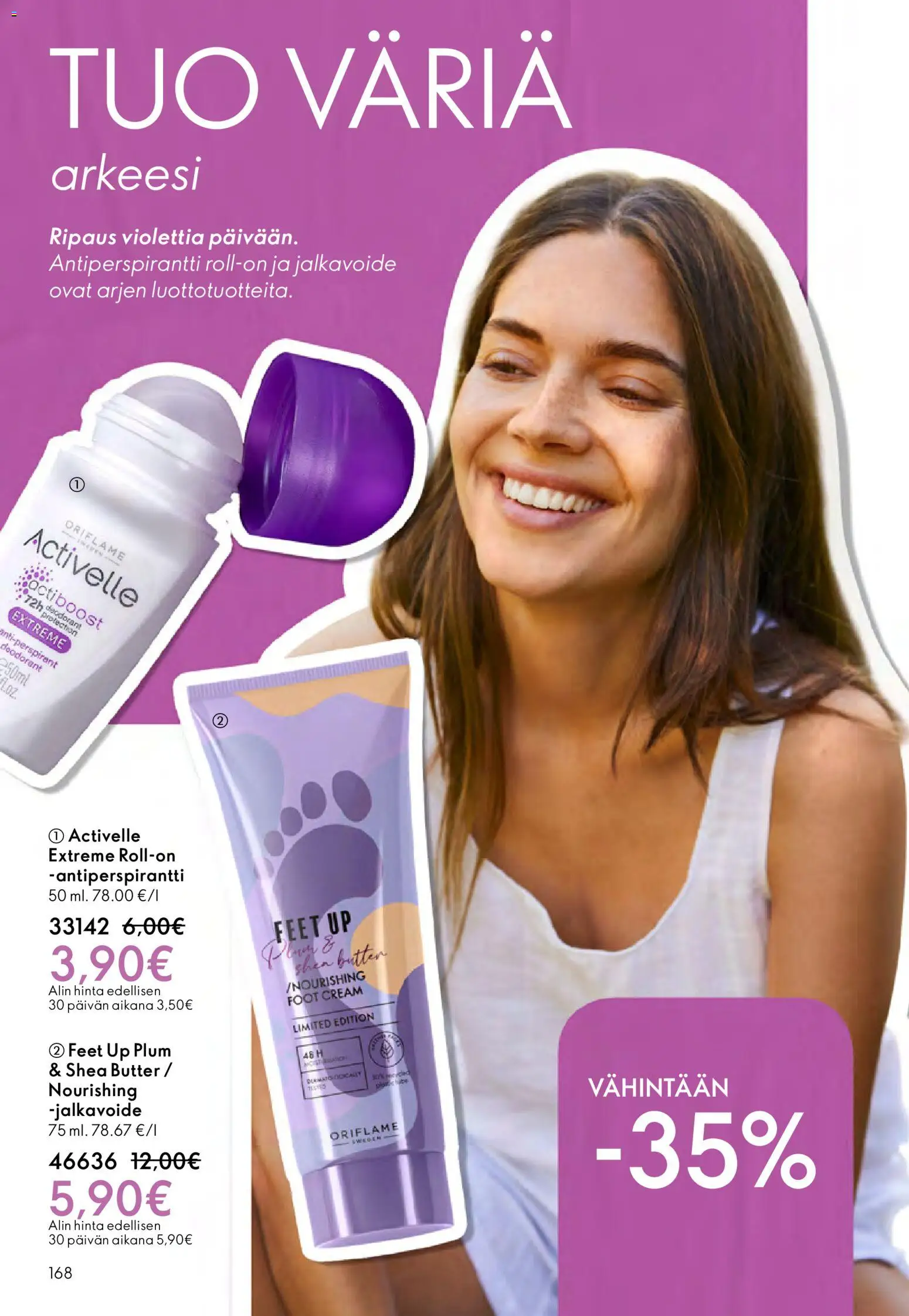 Oriflame - Esite 03 – voimassa 18.02.2026 alkaen | Sivu: 168 | Tuotteet: Jalkavoide, Antiperspirantti