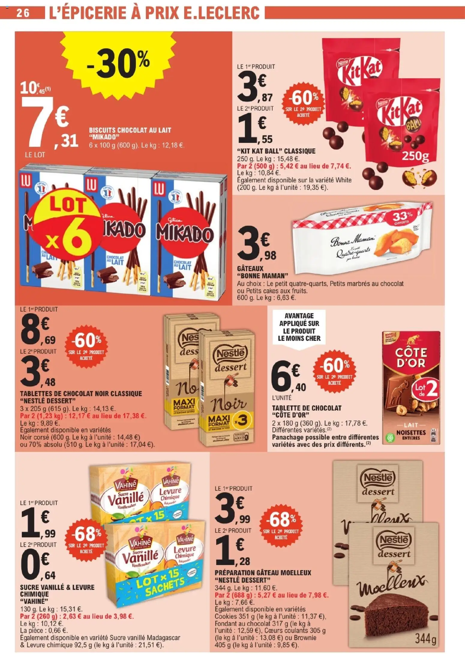 {H1} | Page: 26 | Produits: Sucre, Noisettes, Cookies, Lait