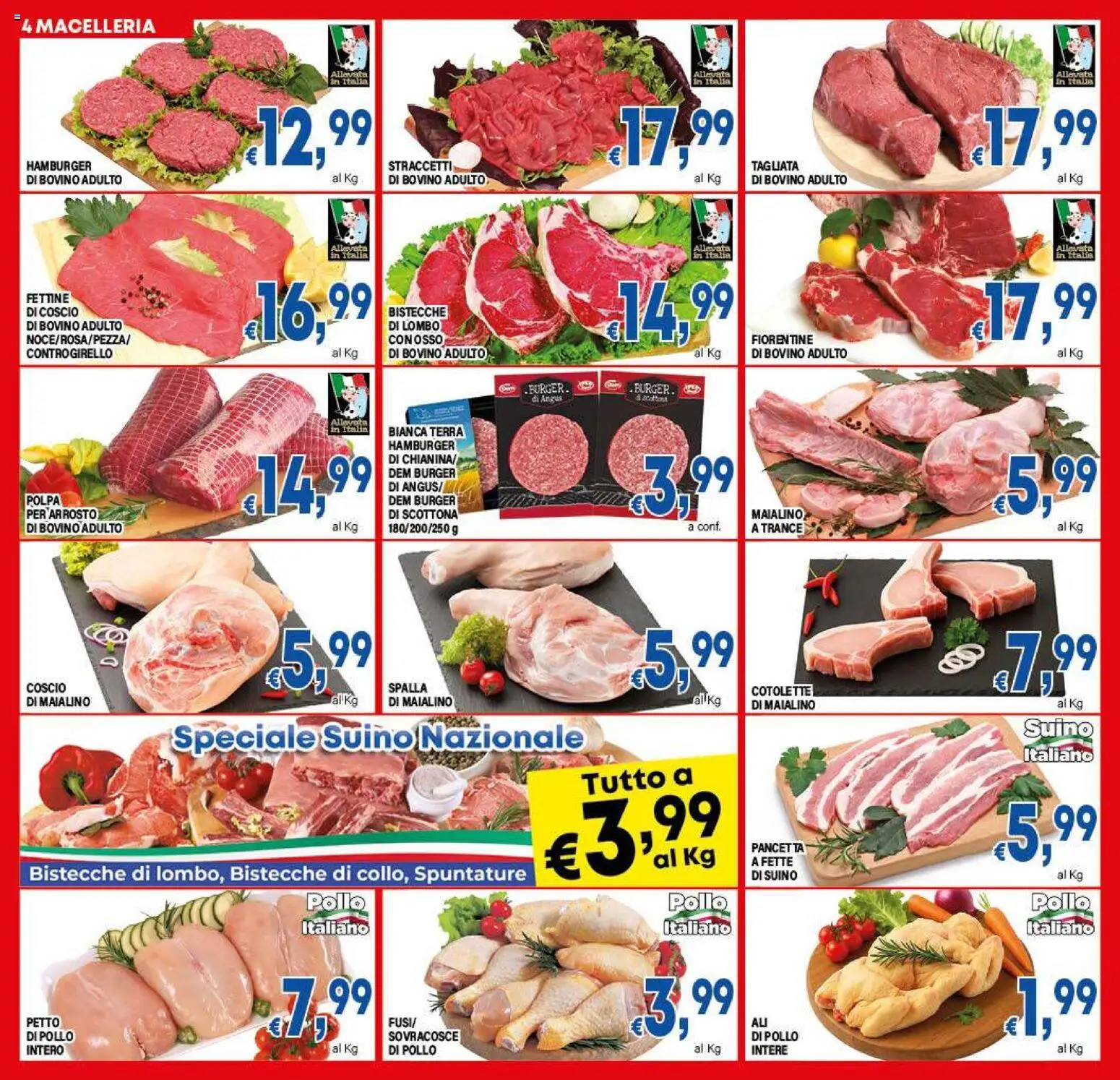 Volantino DEM del 04.02.2026 | Pagina: 4 | Prodotti: Bovino, Pollo, Pancetta, Terra