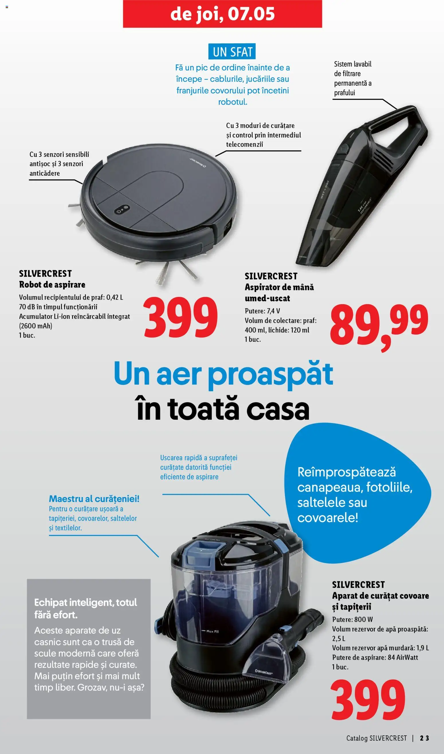 Noul catalog Lidl – valabil de la 30.03.2026 | Pagină: 23 | Produse: Aspirator, Robot, Apă