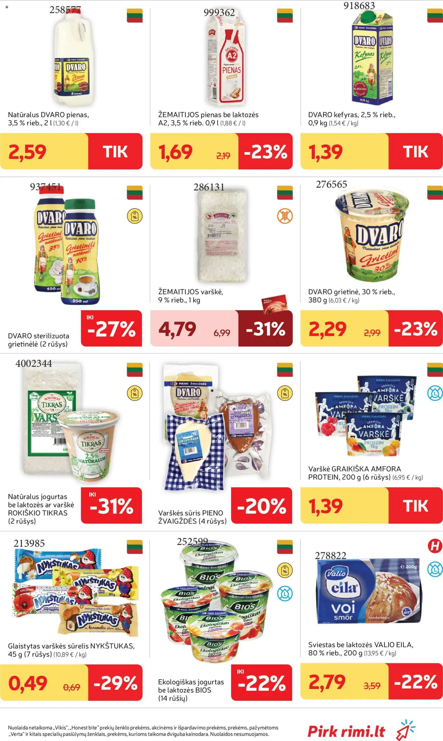 Rimi akcijos nuo 31.03.2026 | Puslapis: 25 | Prekių: Grietinėlė, Varškės sūris, Pienas, Sūris