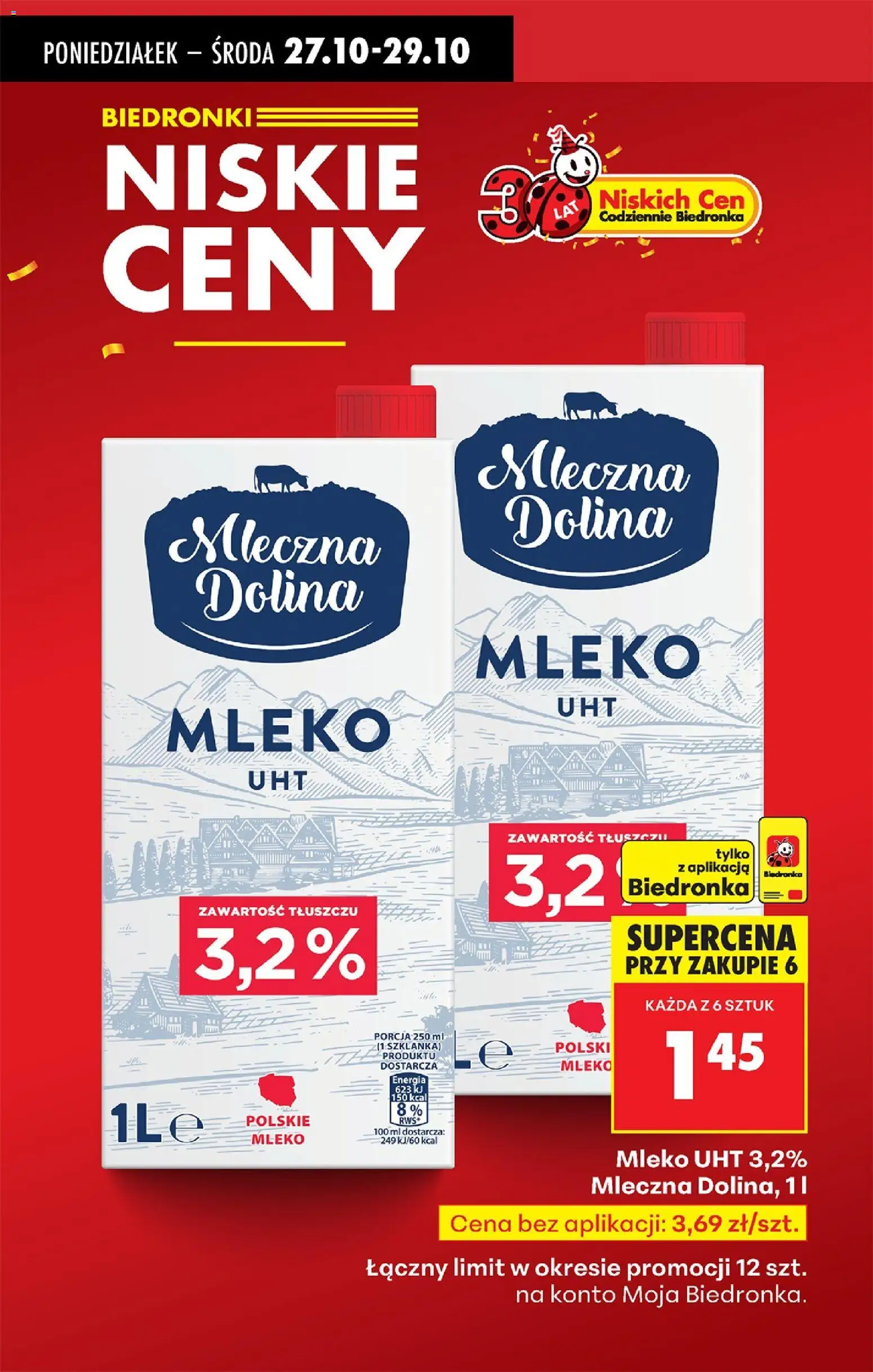 Biedronka gazetka od 27.10.2025 | Strona: 4 | Produkty: Szklanka, Mleko