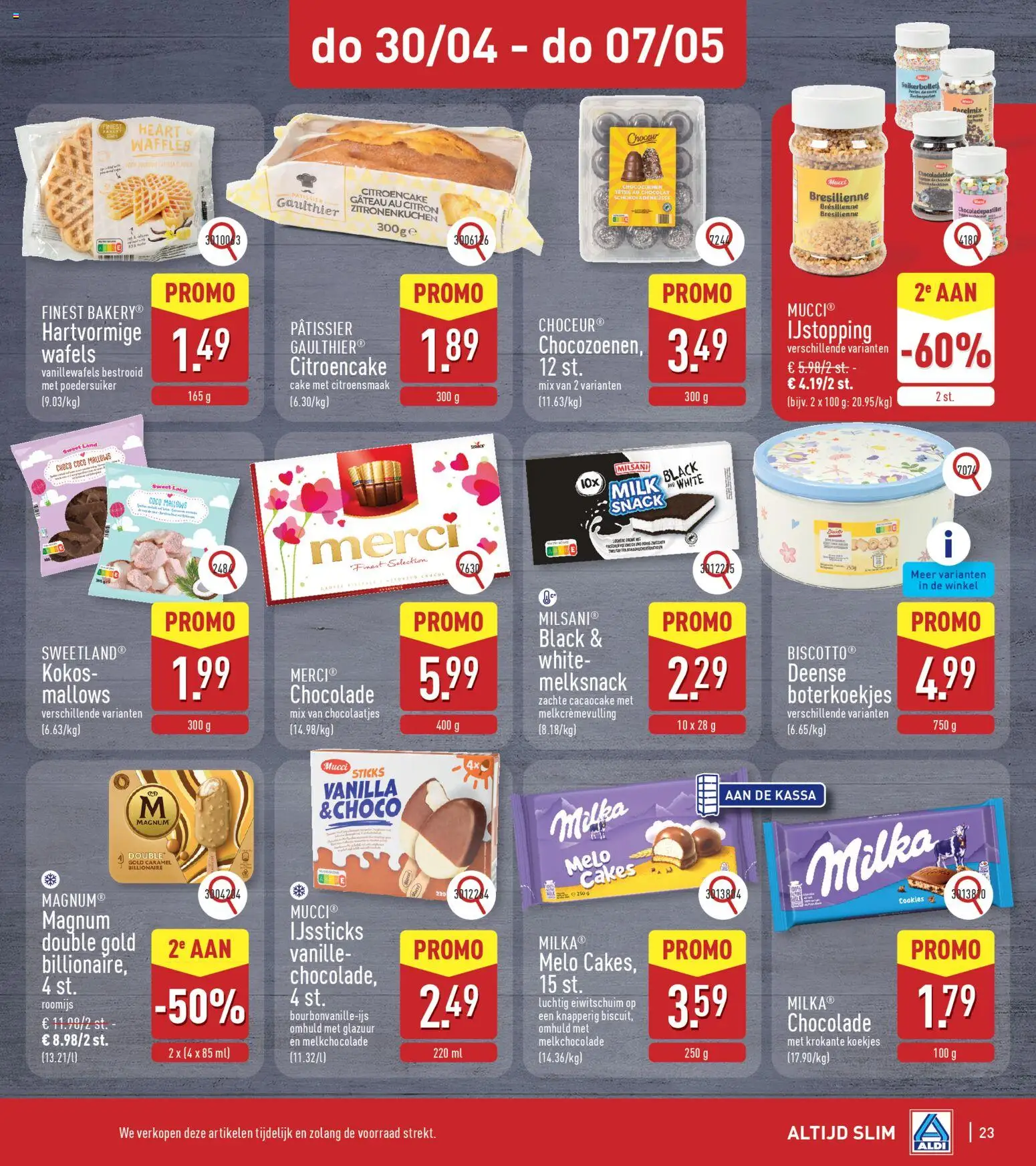 {H1} | Pagina: 23 | Producten: Koekjes, Waffelini, Wafels, Chocolade