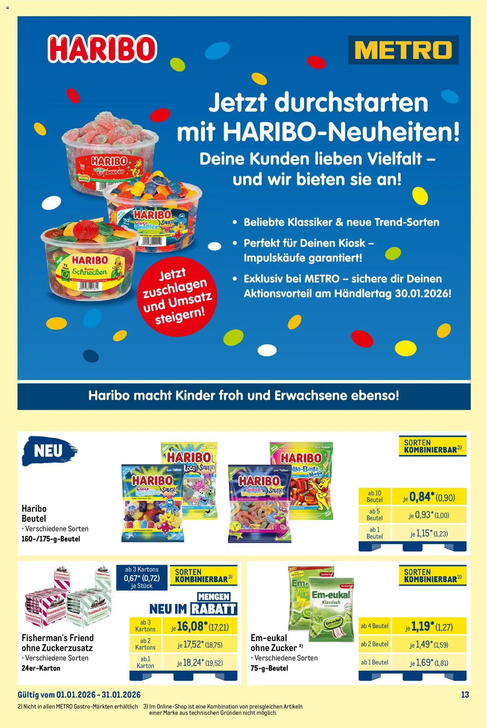 Metro - Monats-Mix – gültig ab 01.01.2026 | Seite: 13 | Produkte: Haribo, Zucker, Erdbeeren