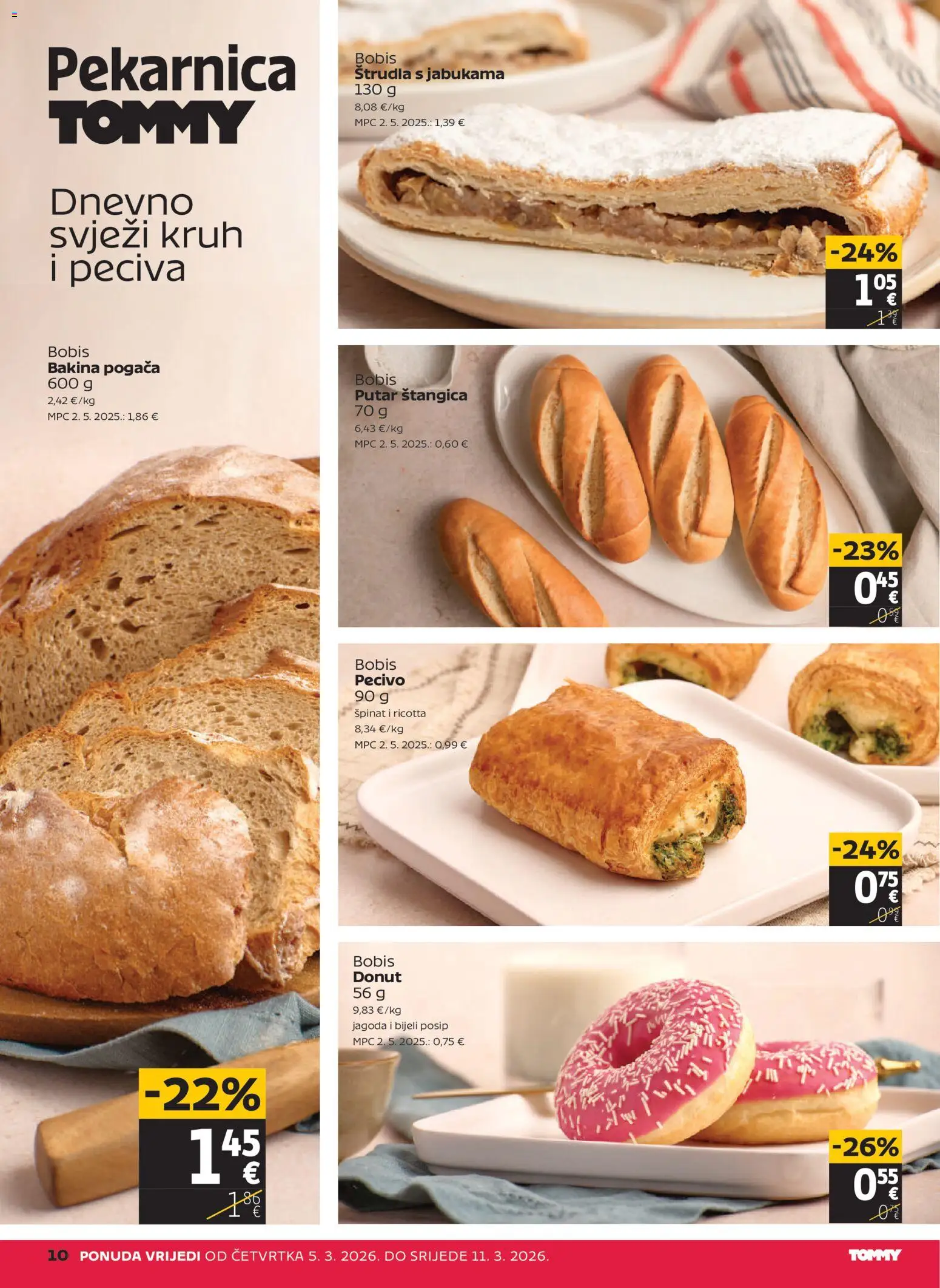 Tommy katalog | vrijedi od 05.03.2026 | Stranica: 10 | Proizvodi: Špinat, Kruh, Pecivo