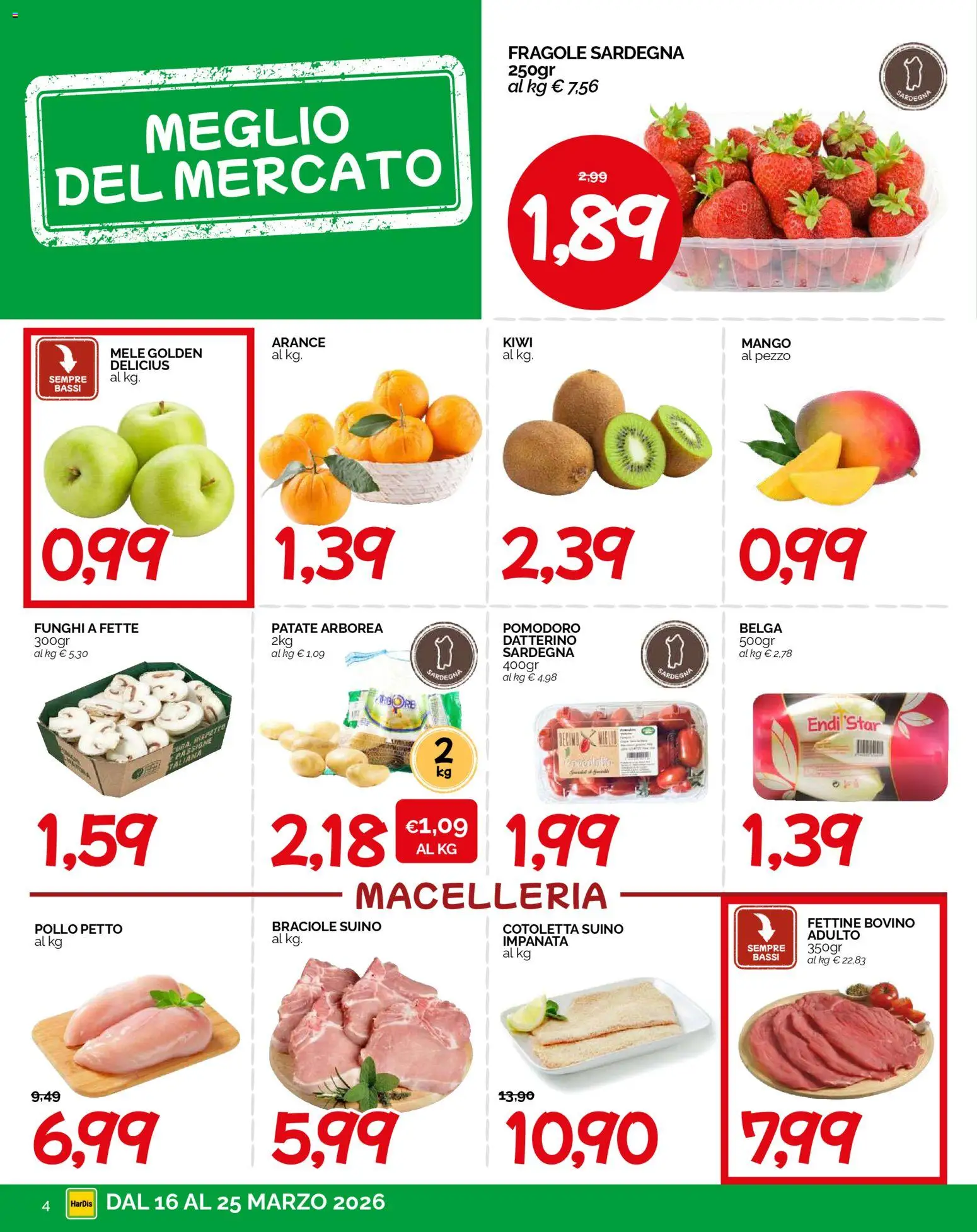 Volantino HarDis del 16.03.2026 | Pagina: 4 | Prodotti: Pollo, Mele, Arance, Patate
